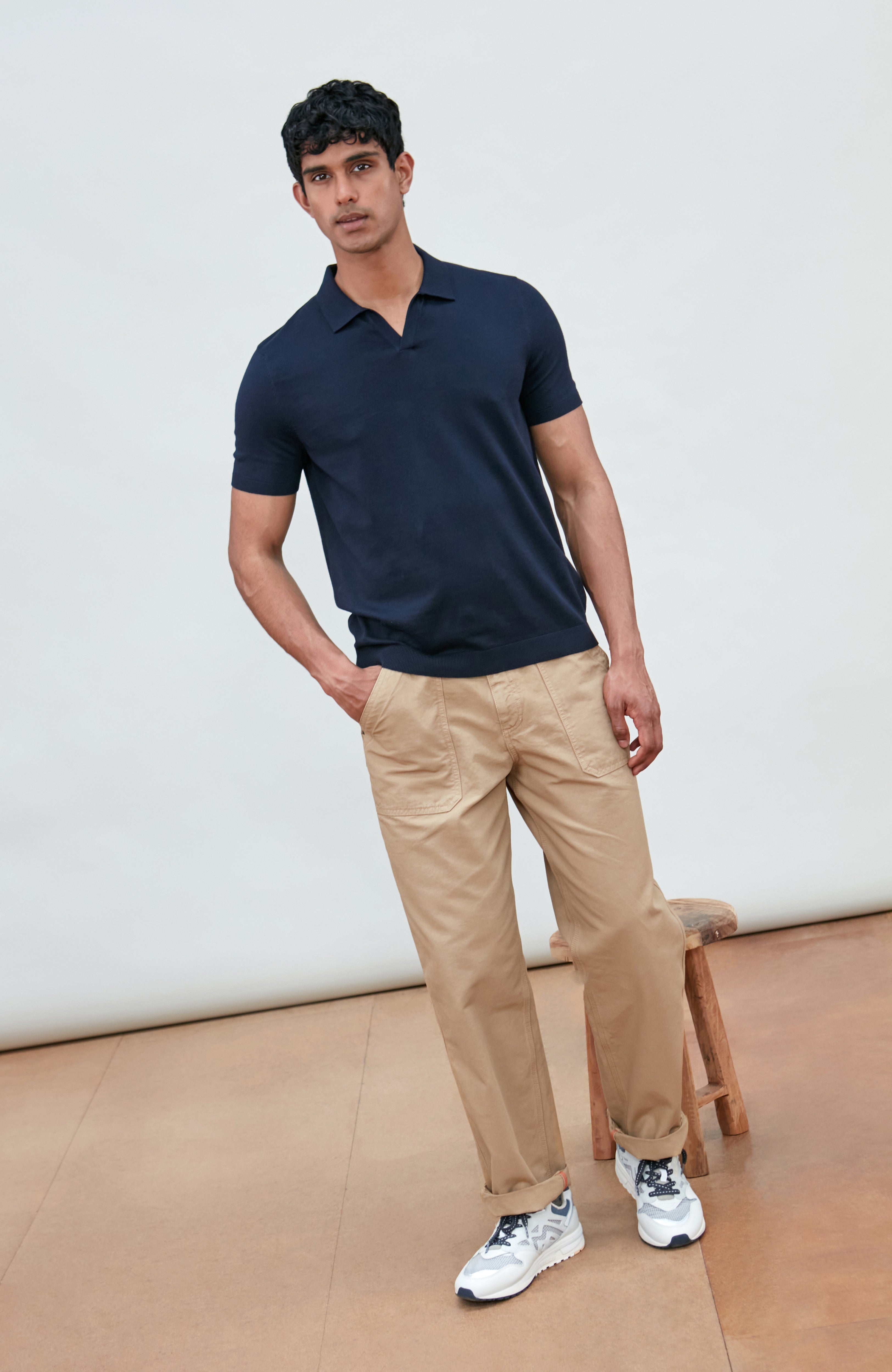 Mens Ultra Fine Cotton Buttonless Polo Shirt