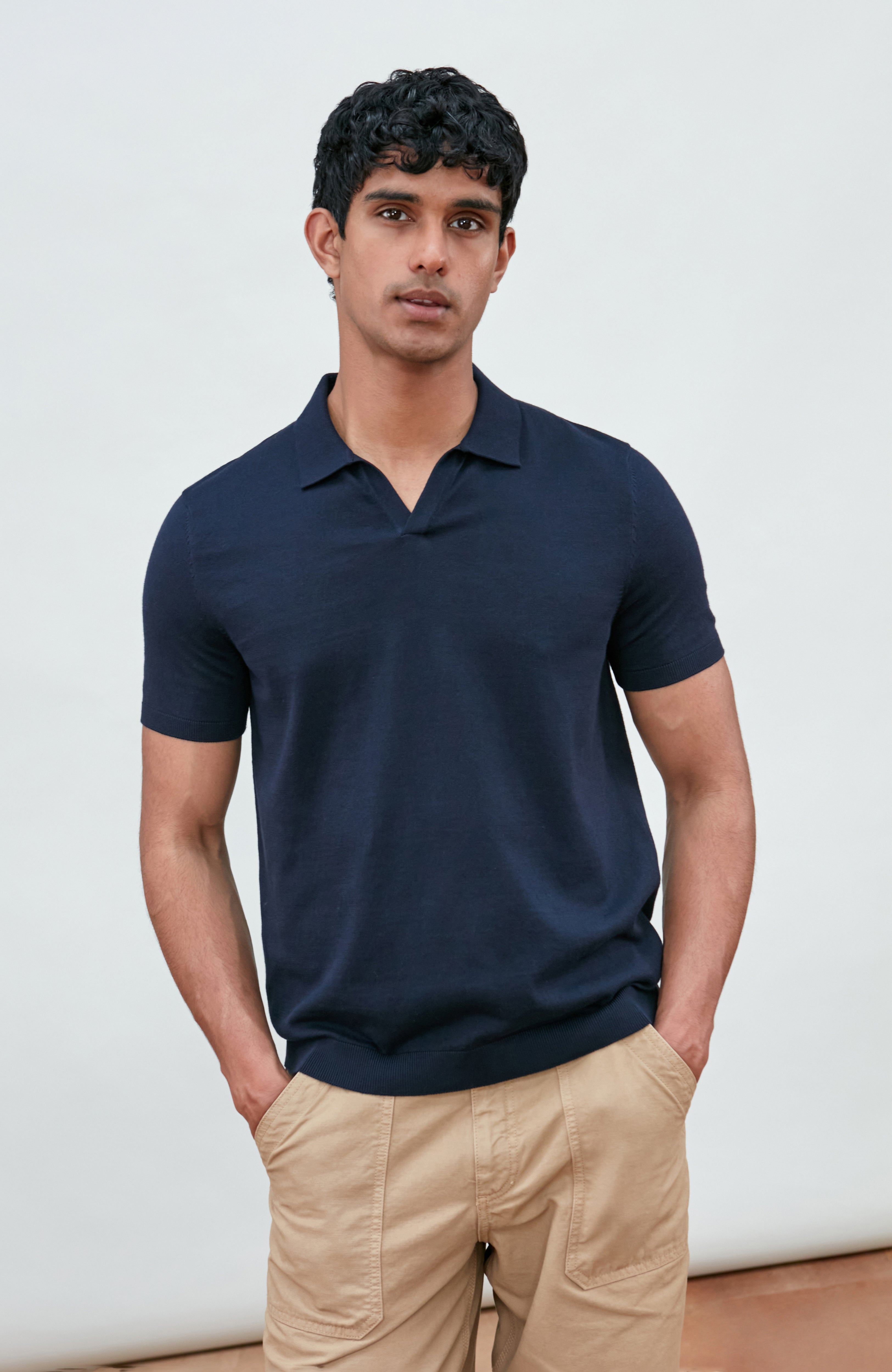 Mens Ultra Fine Cotton Buttonless Polo Shirt