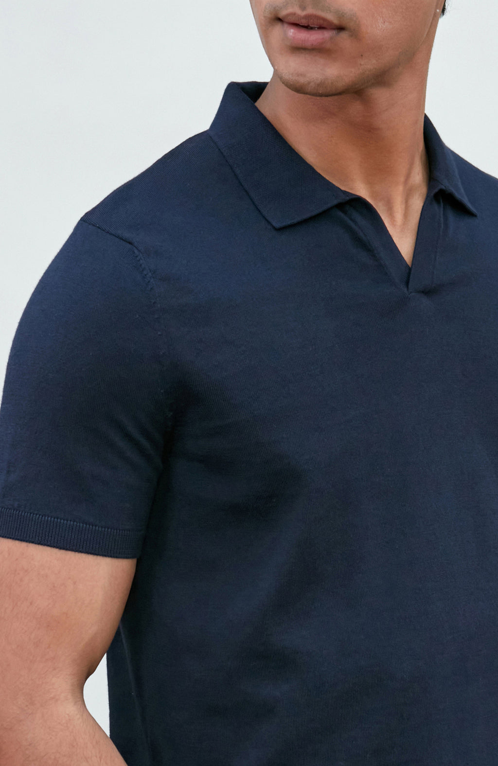 Mens Ultra Fine Cotton Buttonless Polo Shirt