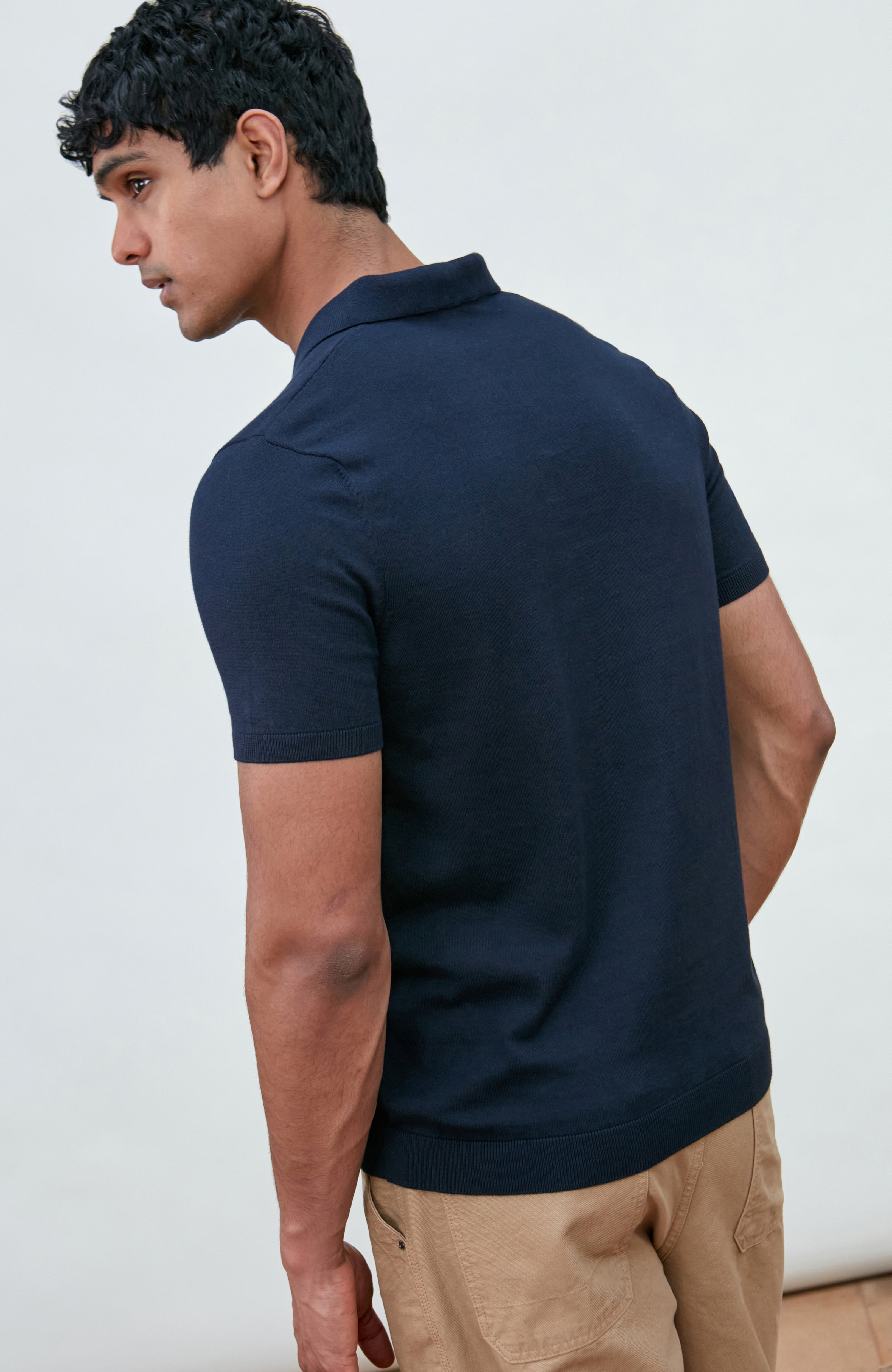 Mens Ultra Fine Cotton Buttonless Polo Shirt