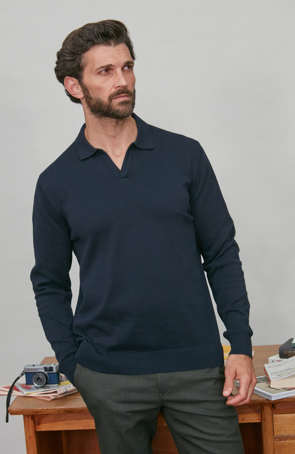 Mens Lightweight Cotton Buttonless Polo Shirt