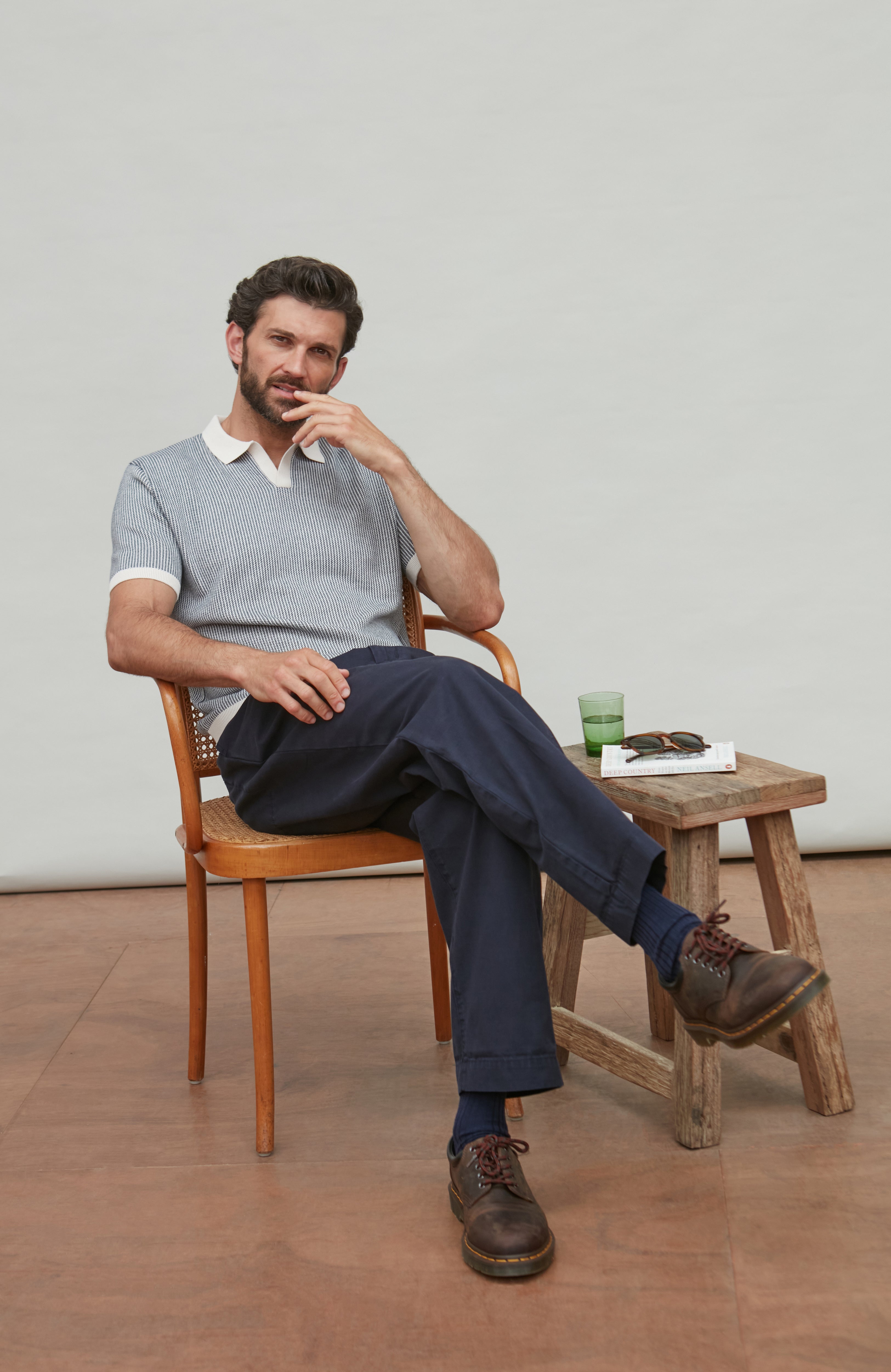 Mens Lightweight Cotton Fishermans Buttonless Polo Shirt