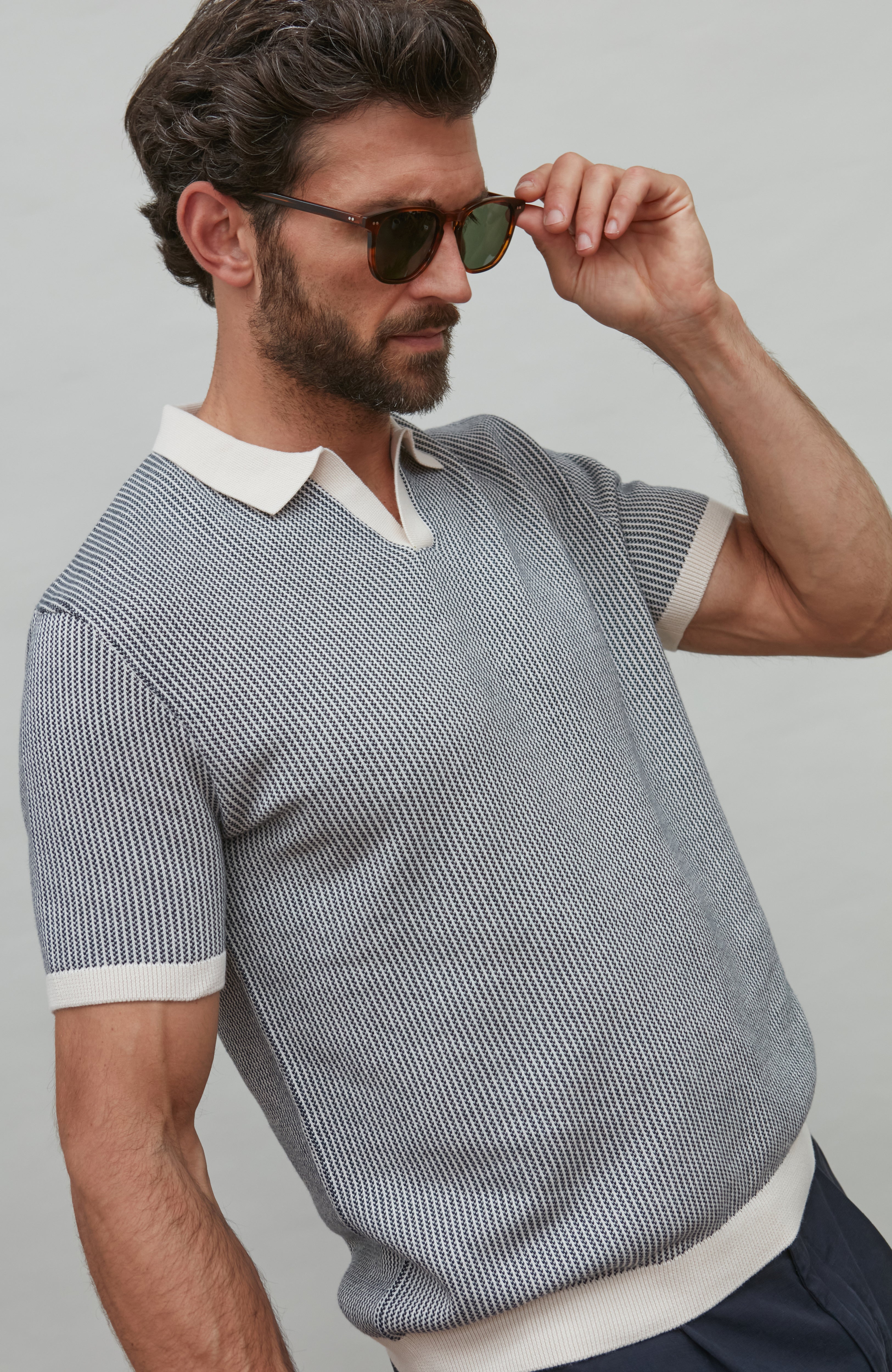 Mens Lightweight Cotton Fishermans Buttonless Polo Shirt