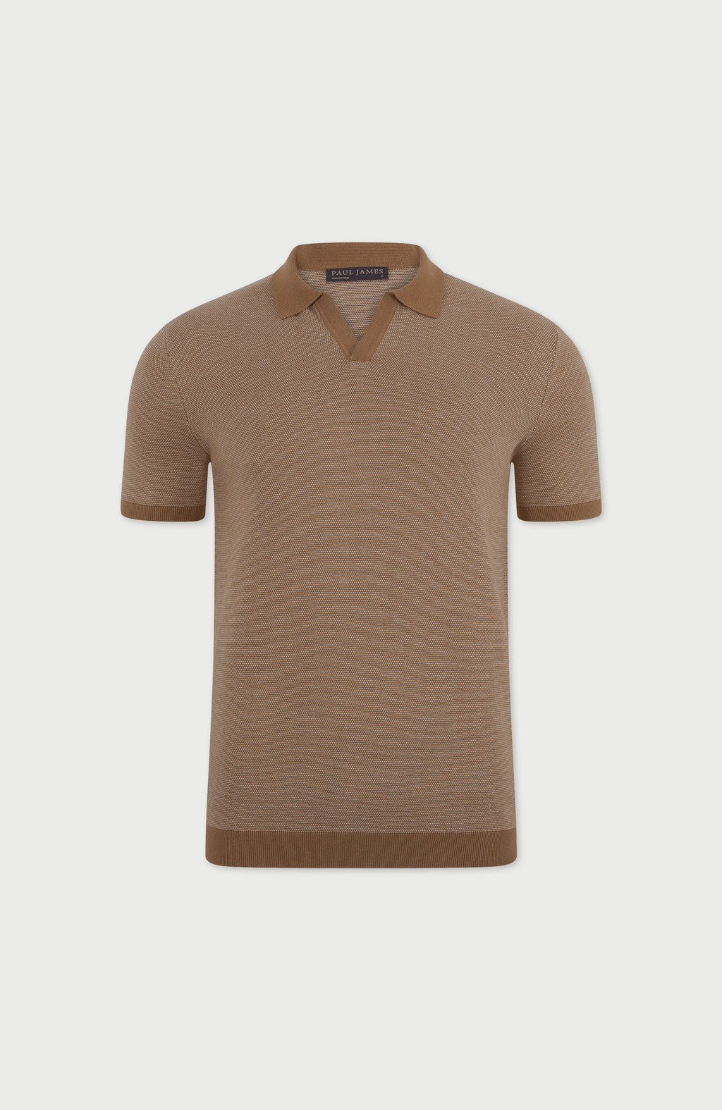 Mens Lightweight Cotton Honeycomb Buttonless Polo Shirt