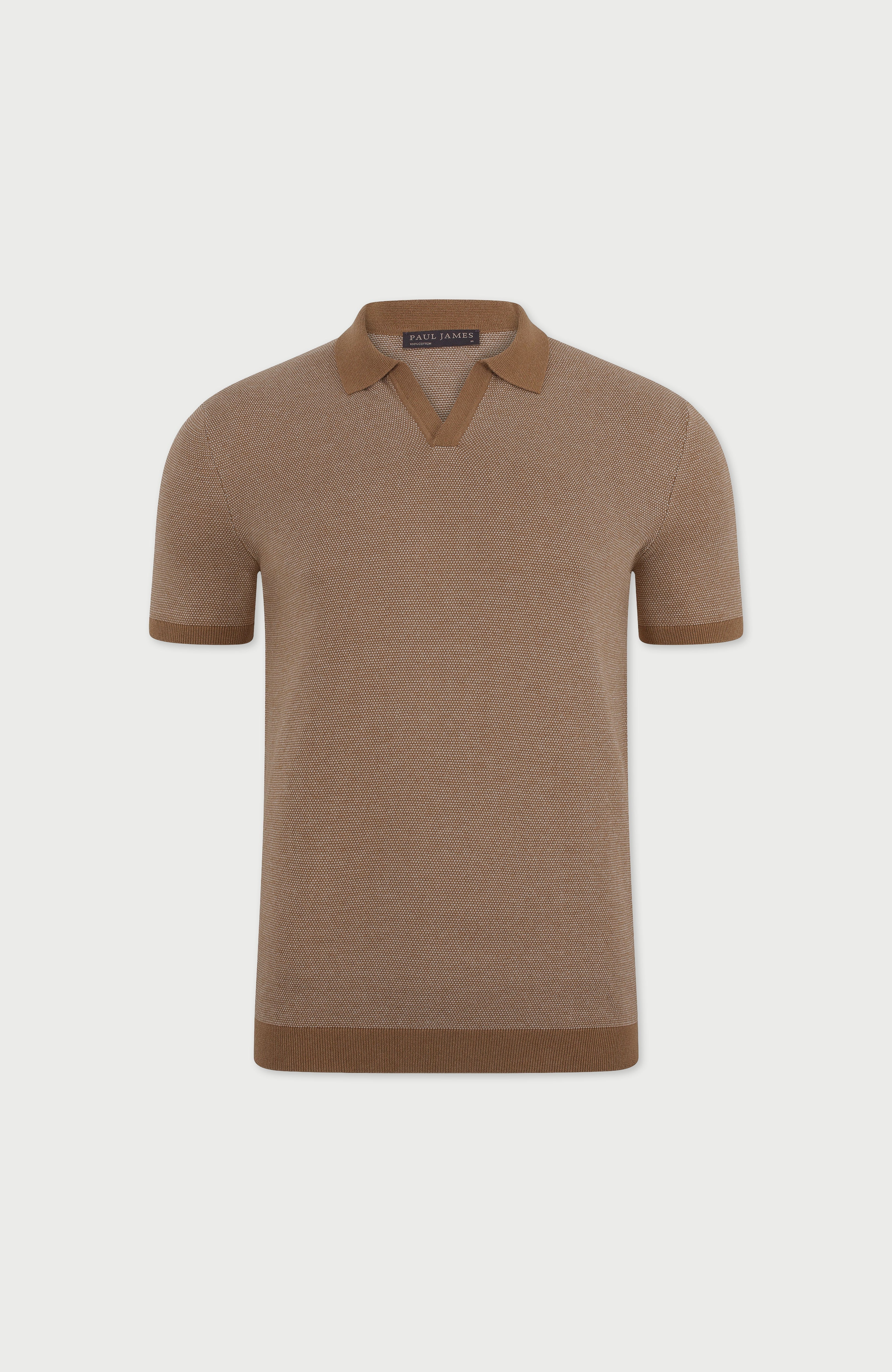 Mens Lightweight Cotton Honeycomb Buttonless Polo Shirt