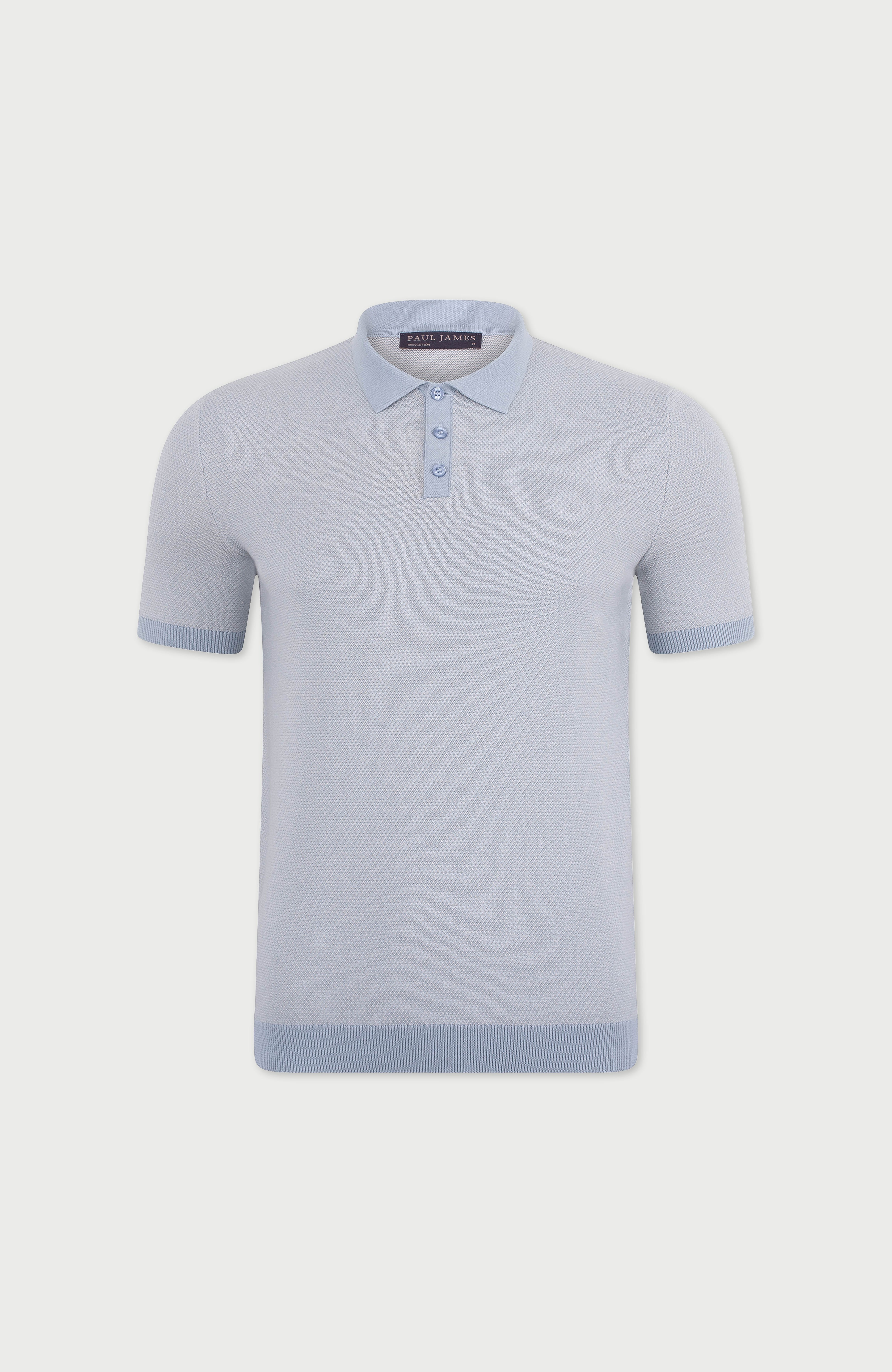 Mens Lightweight Cotton Textured Polo Shirt