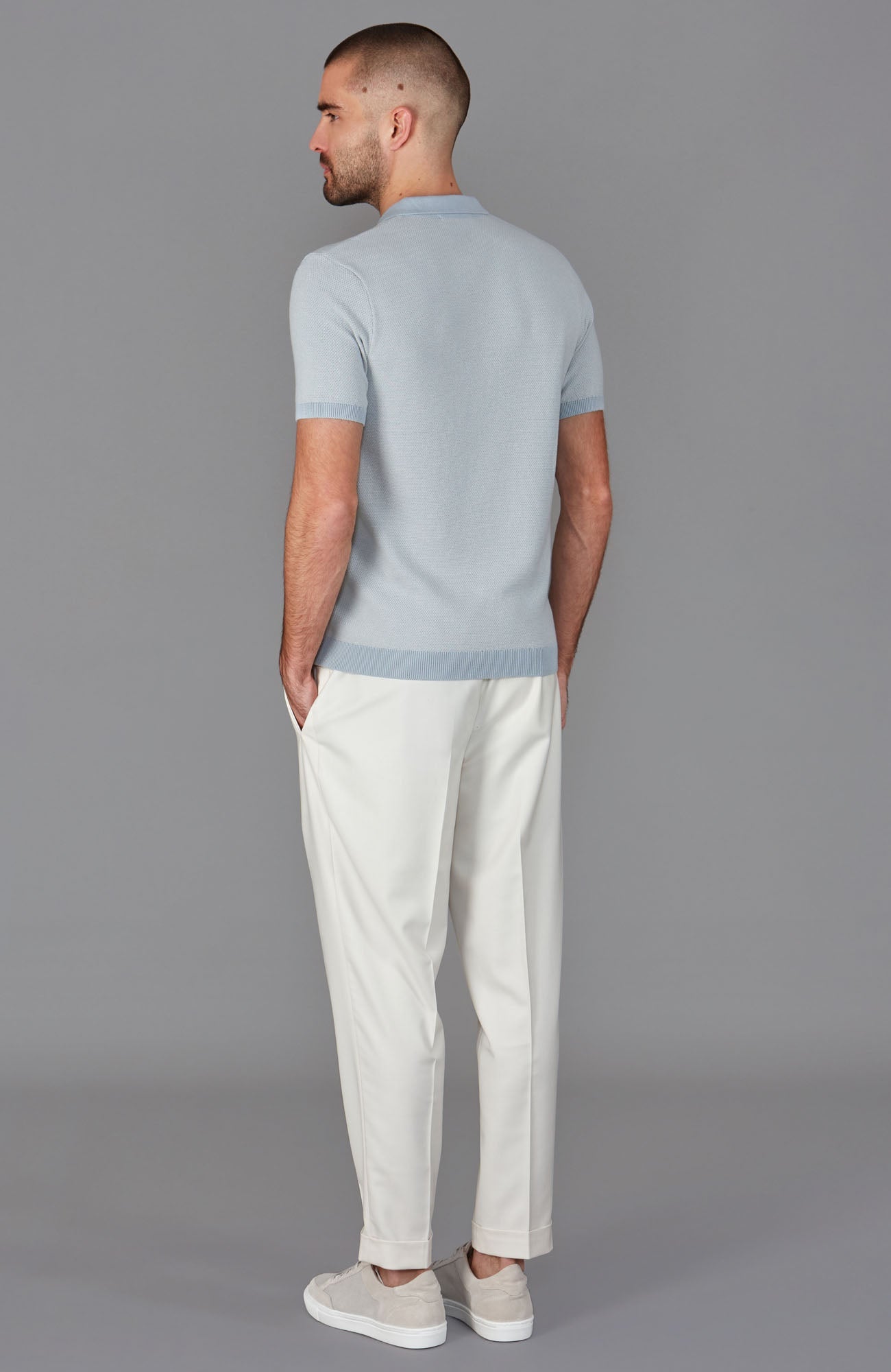 Mens Lightweight Cotton Textured Polo Shirt