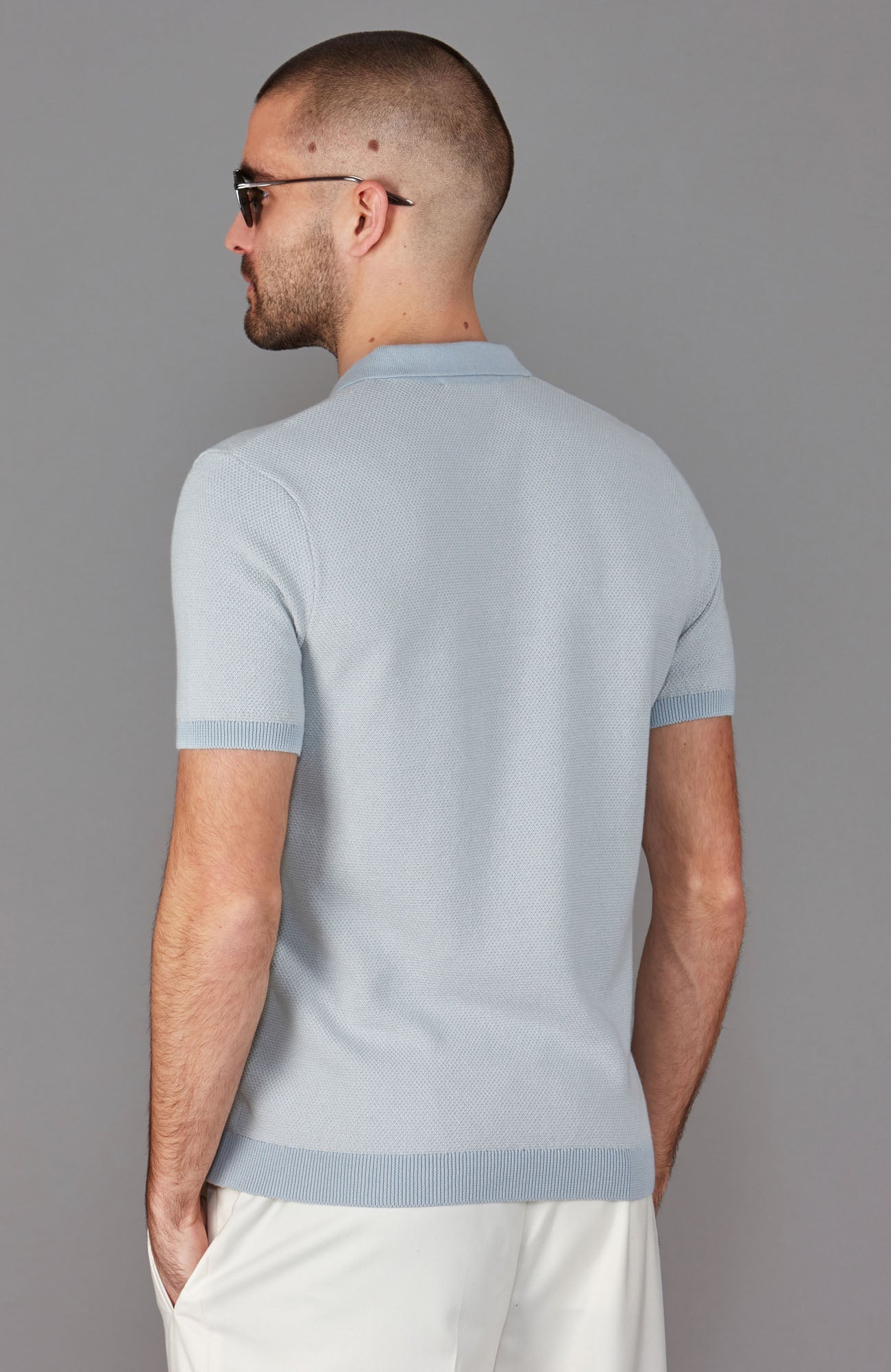 Mens Lightweight Cotton Textured Polo Shirt