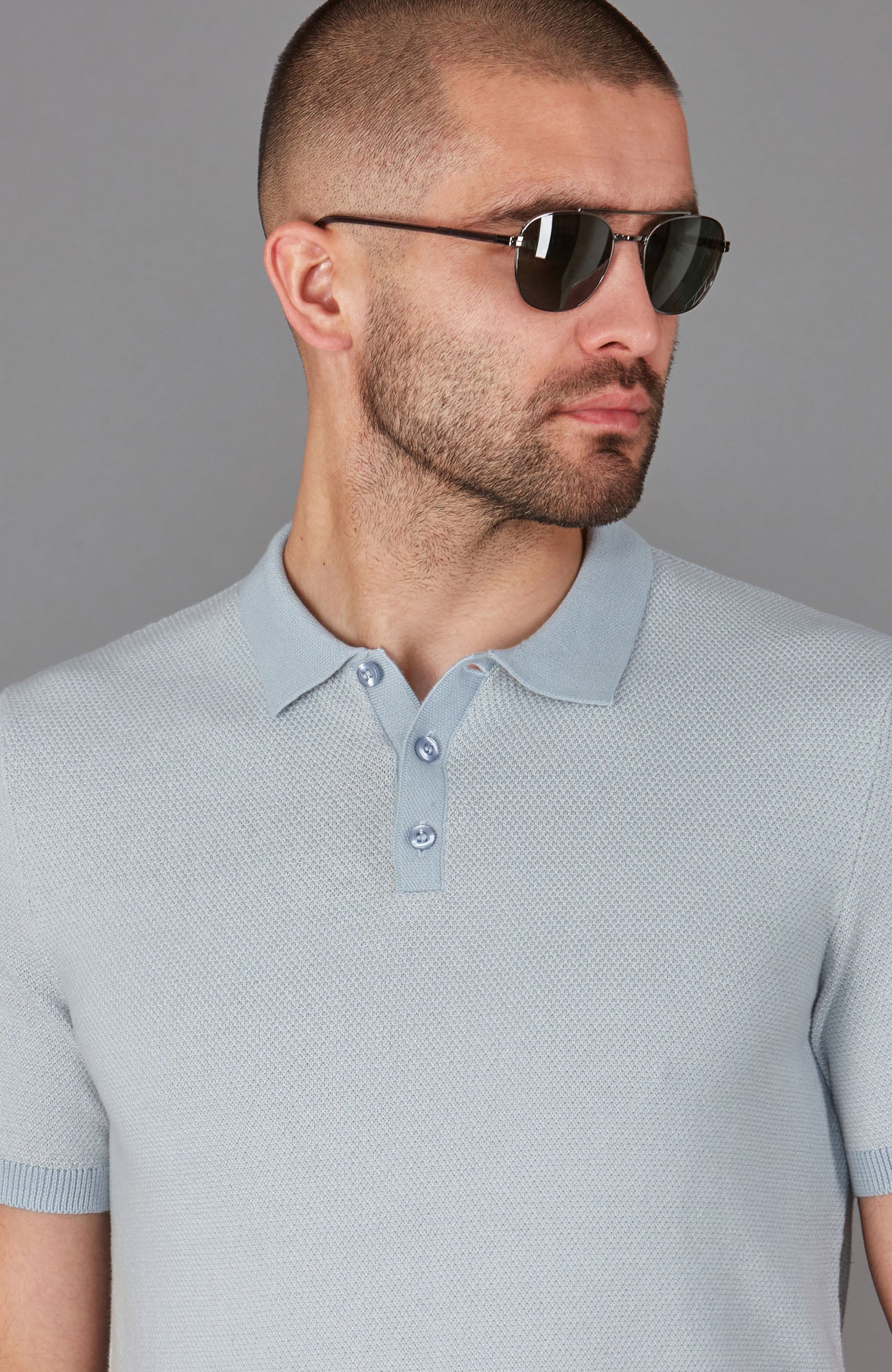 Mens Lightweight Cotton Textured Polo Shirt