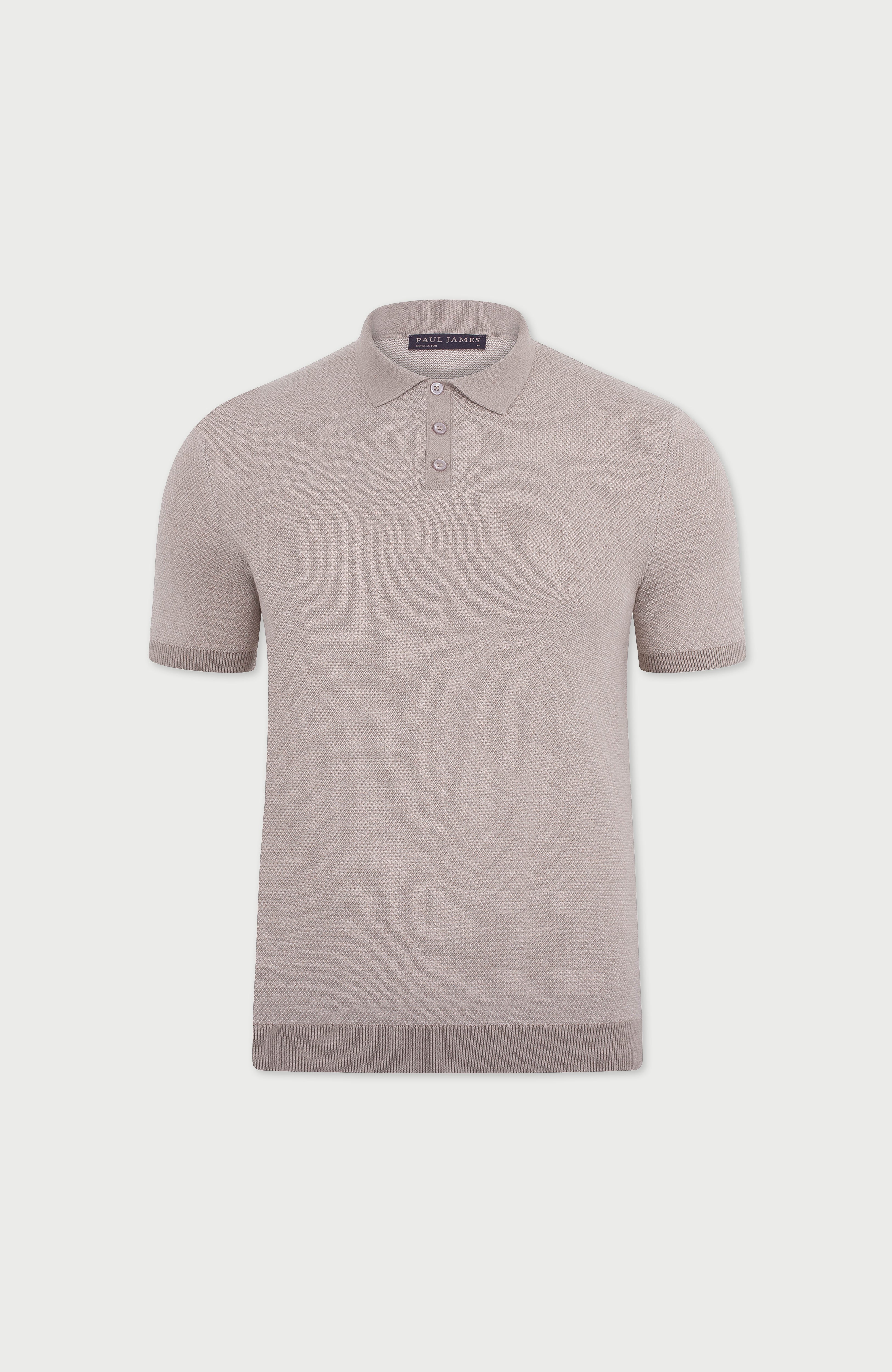 Mens Lightweight Cotton Textured Polo Shirt