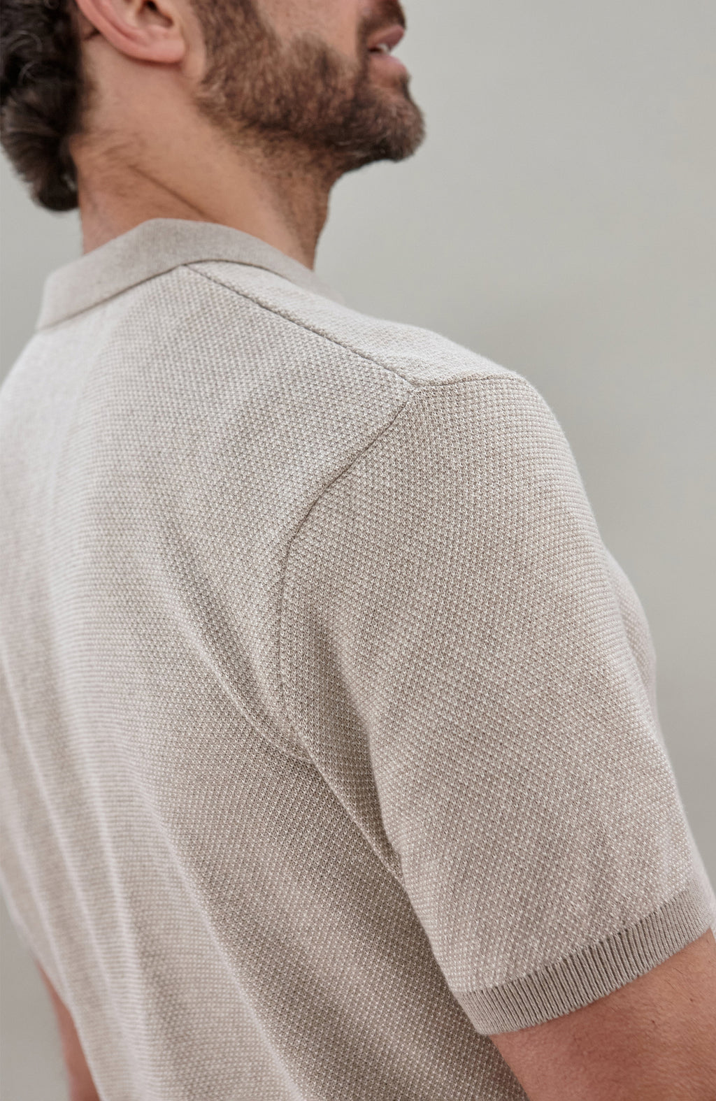 Mens Lightweight Cotton Textured Polo Shirt