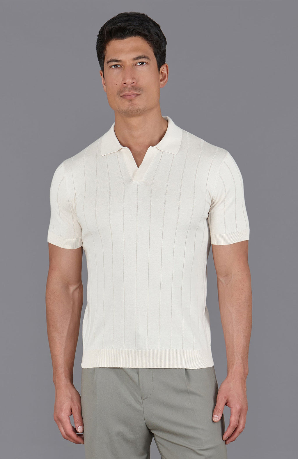 Mens Ultra Fine Cotton Selection Knit Buttonless Polo Shirt