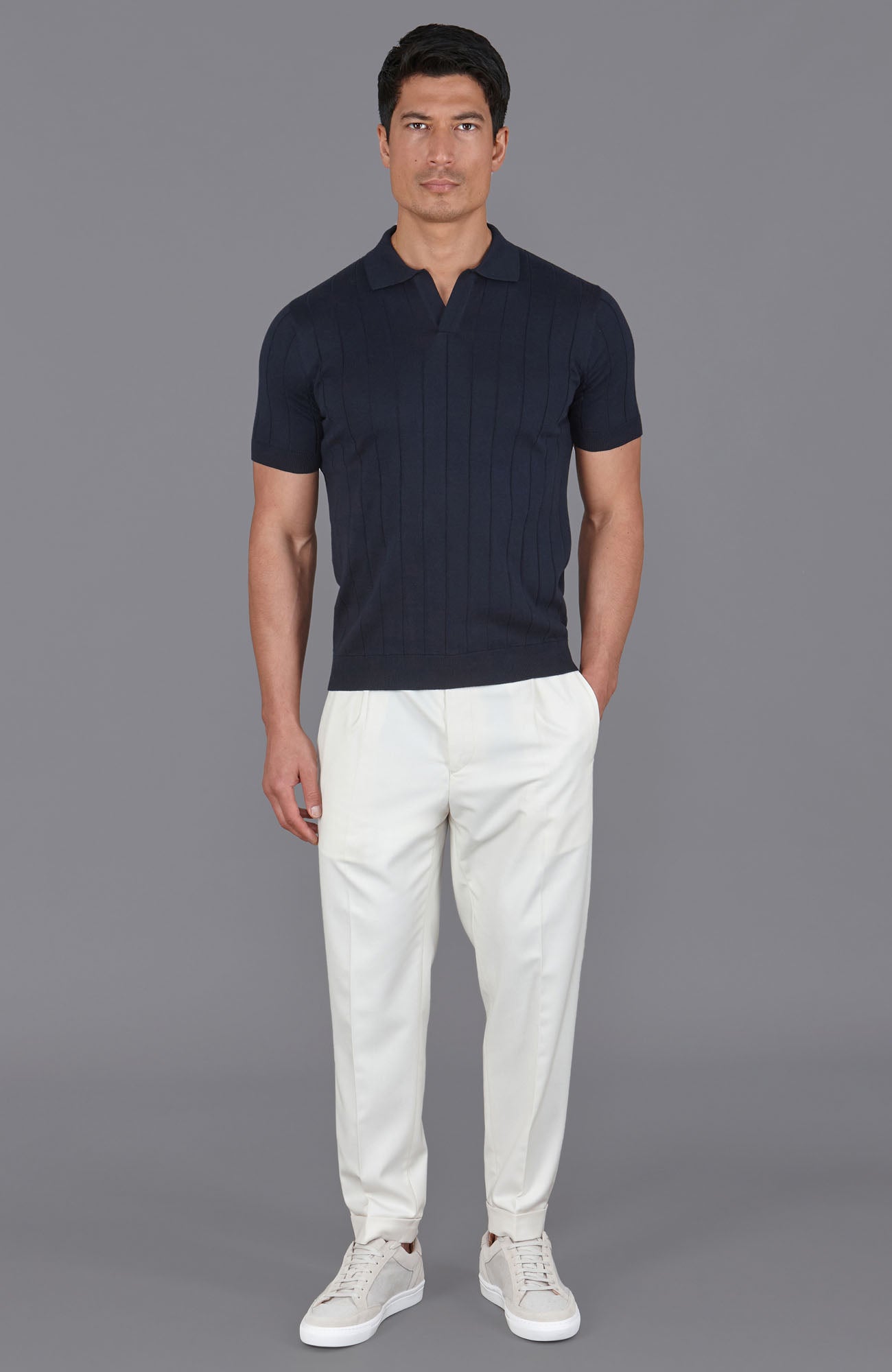 Mens Ultra Fine Cotton Selection Knit Buttonless Polo Shirt
