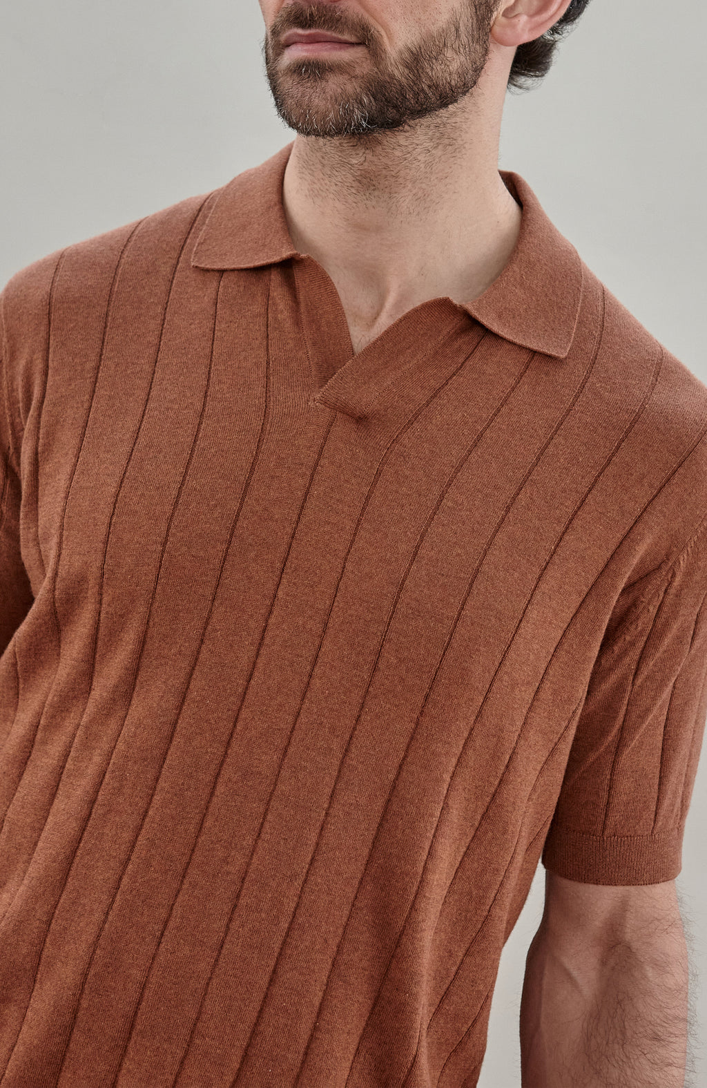 Mens Ultra Fine Cotton Selection Knit Buttonless Polo Shirt