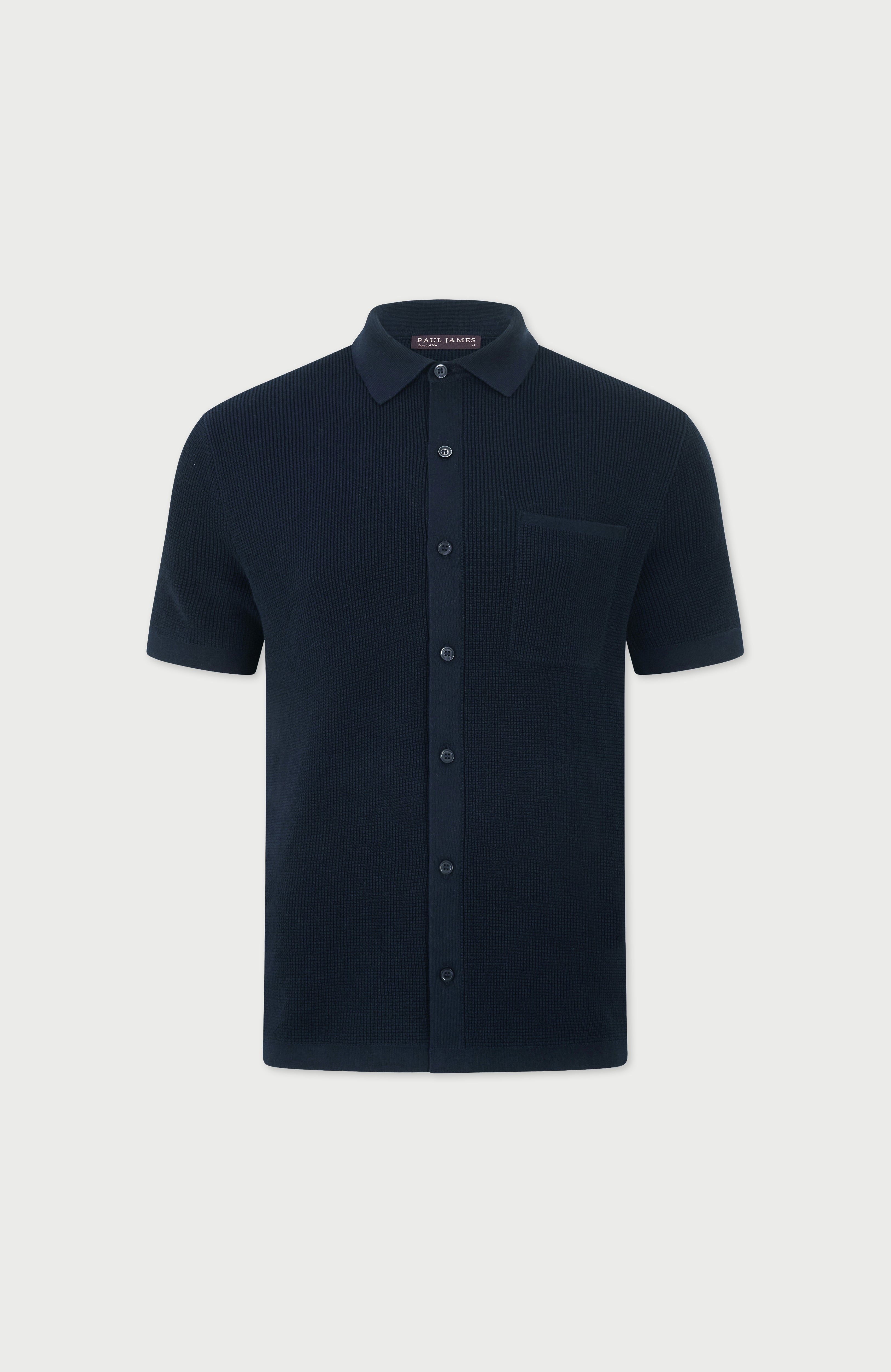 Mens Lightweight Cotton Waffle Knit Shirt