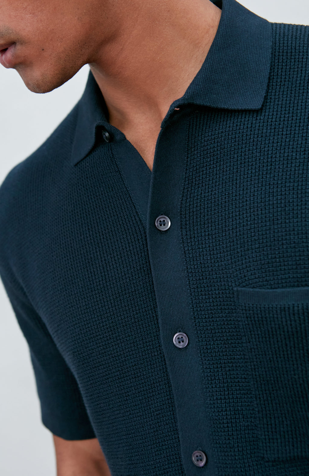 Mens Lightweight Cotton Waffle Knit Shirt