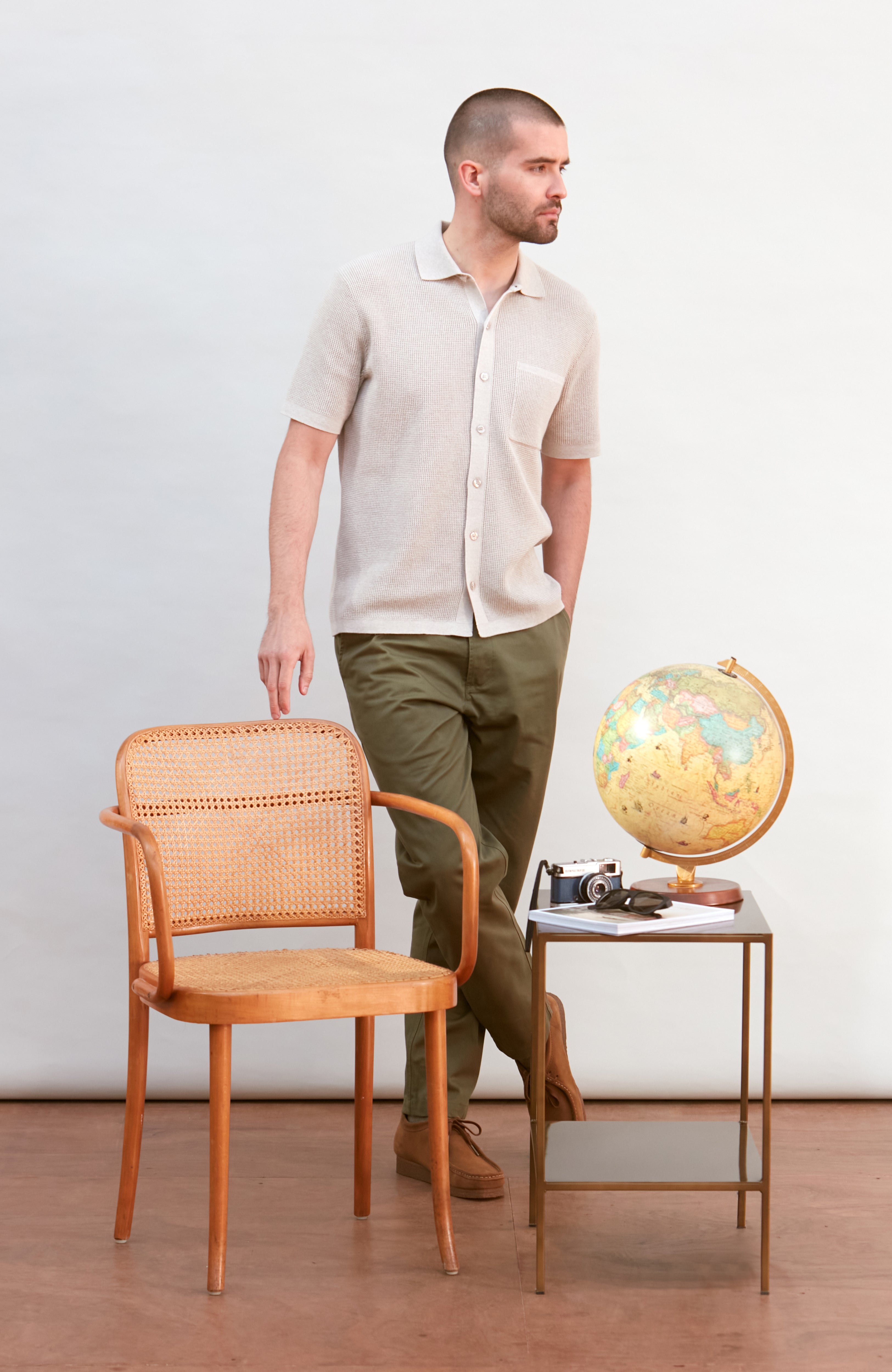 Mens Lightweight Cotton Waffle Knit Shirt