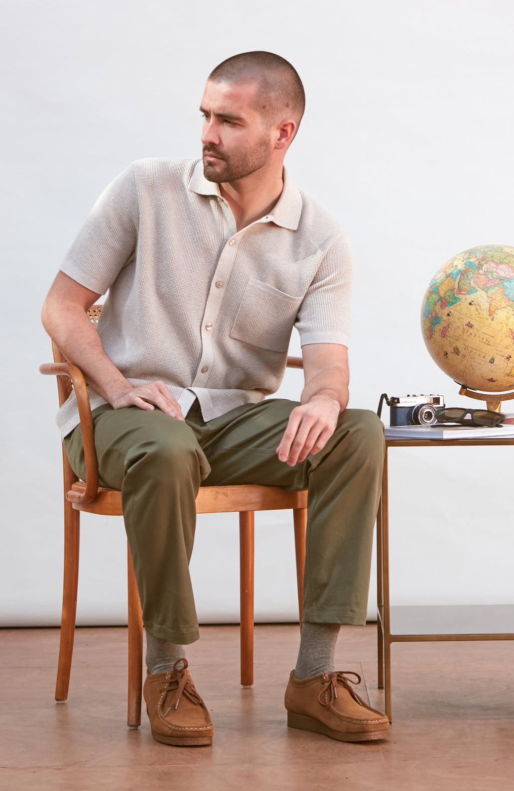 Mens Lightweight Cotton Waffle Knit Shirt
