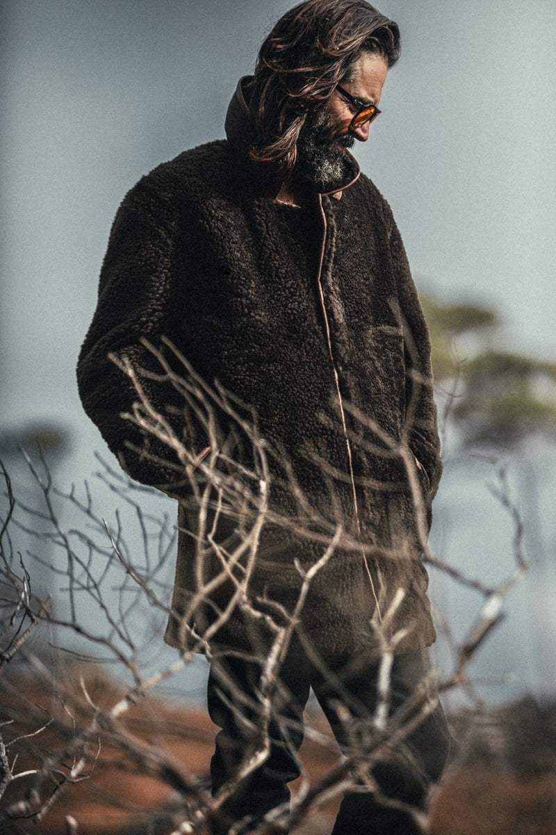 ROGUE by &SONS Jeremiah Reversible Shearling Coat Brown