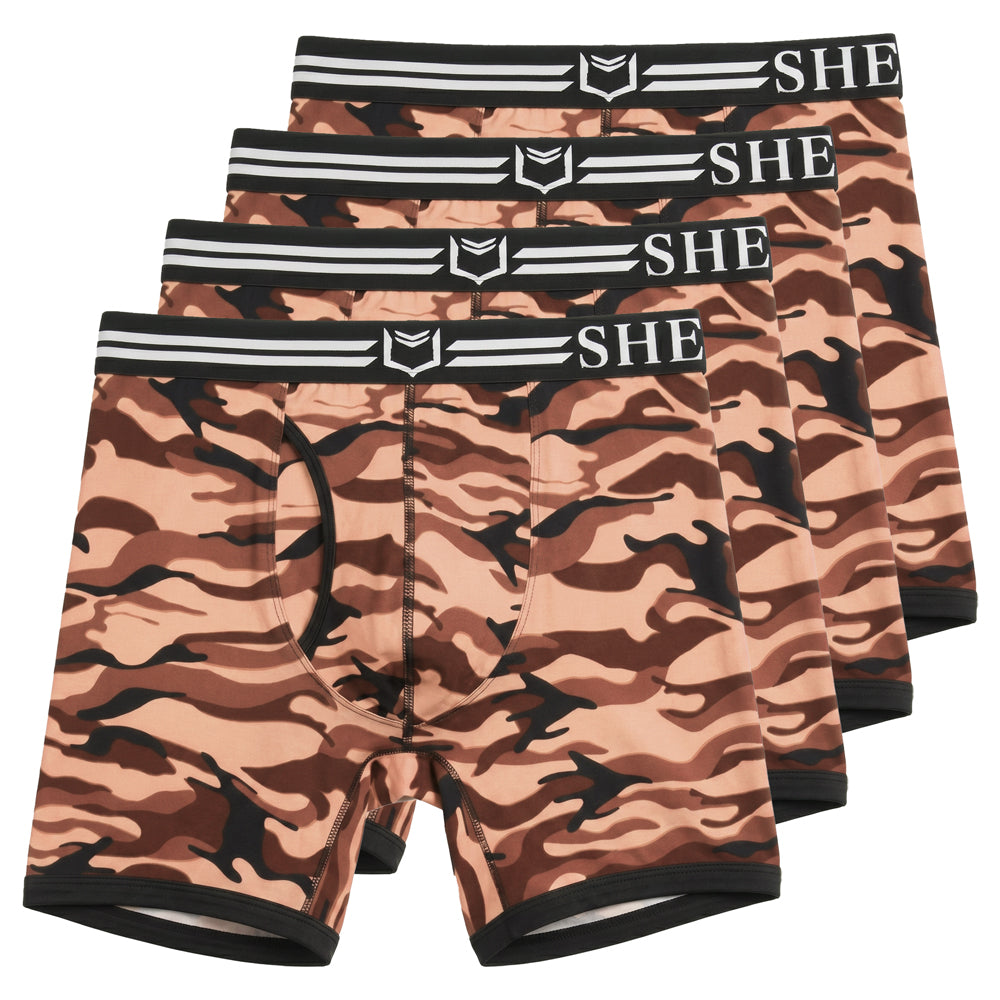 SHEATH 4.0 Polyester Camo Men's Pouch Boxer Brief 5" (4 Pack)