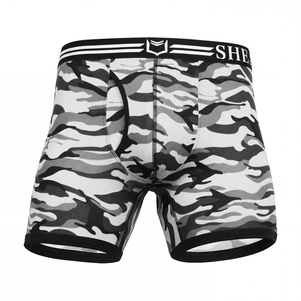 SHEATH 4.0 Polyester Camo Men's Pouch Boxer Brief 5" (4 Pack)