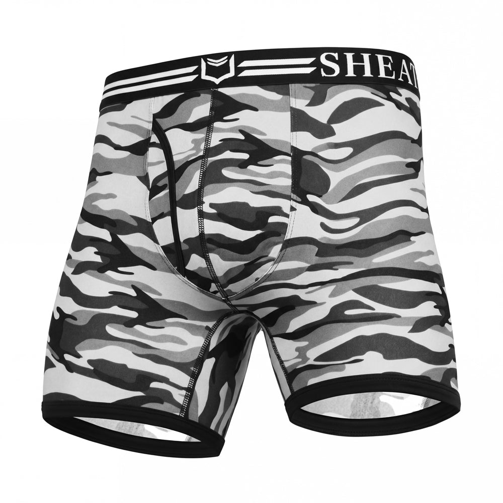 SHEATH 4.0 Polyester Camo Men's Pouch Boxer Brief 5" (4 Pack)