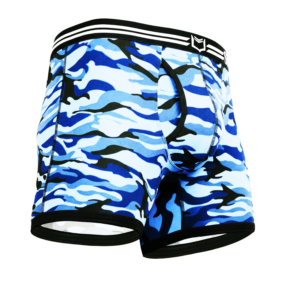 SHEATH 4.0 Polyester Camo Men's Pouch Boxer Brief 5" (4 Pack)