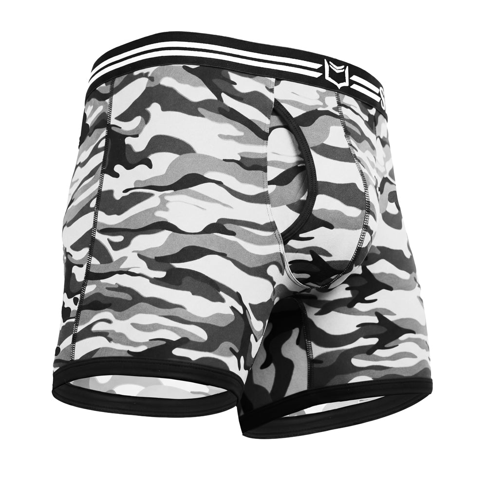 SHEATH 4.0 Polyester Camo Men's Pouch Boxer Brief 5" (4 Pack)
