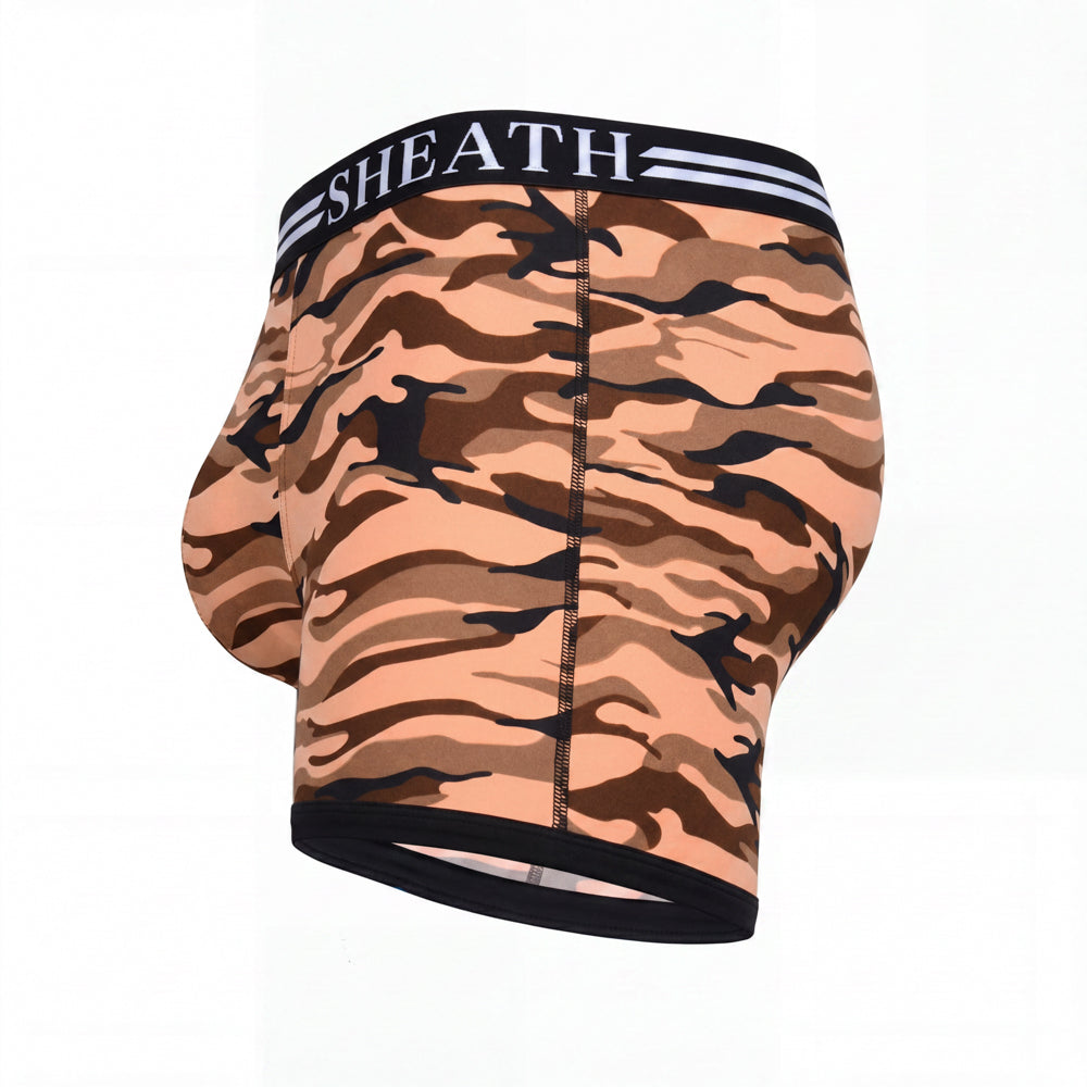 SHEATH 4.0 Polyester Camo Men's Pouch Boxer Brief 5" (4 Pack)
