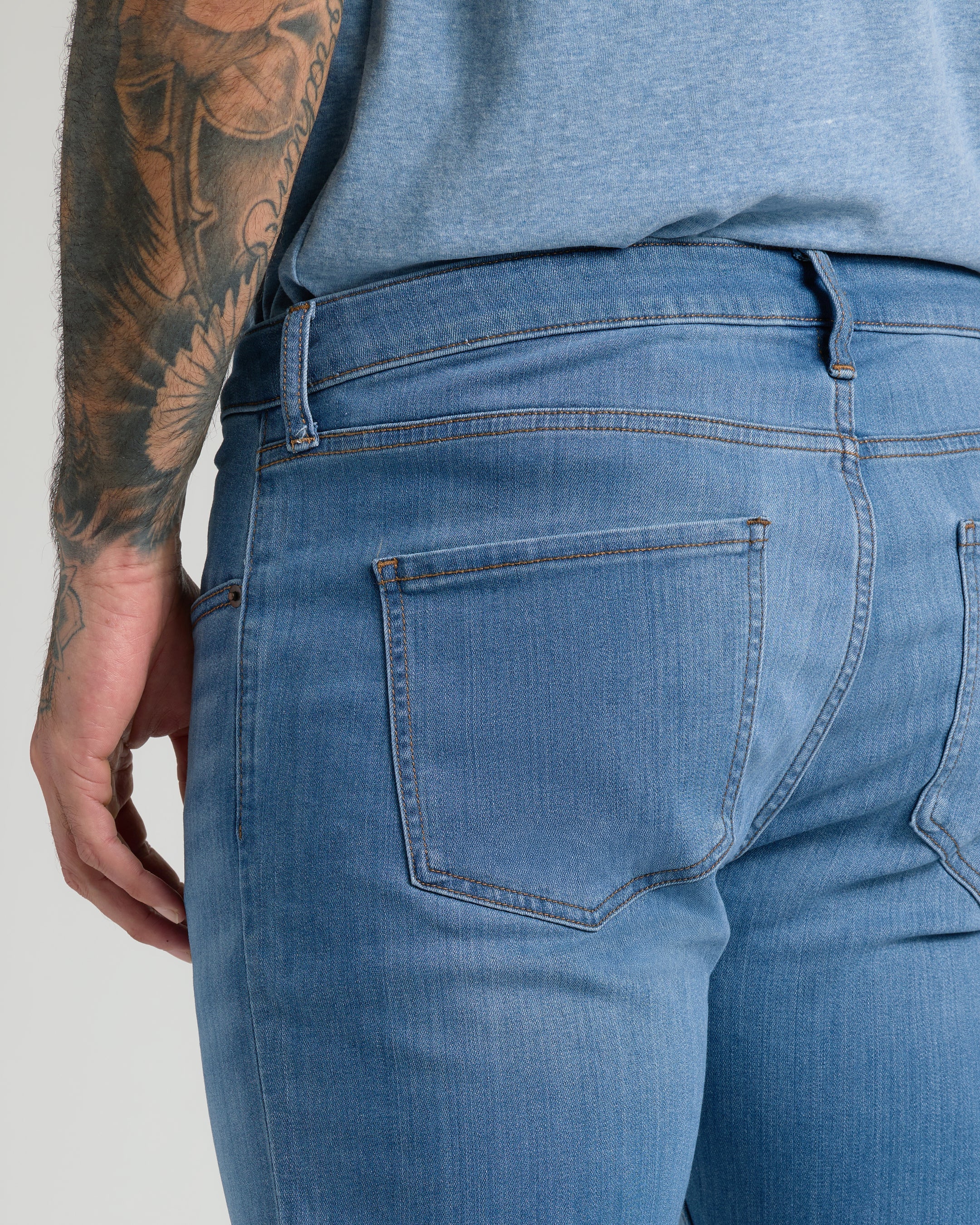Medium Indigo Wash Straight Comfort Stretch Jeans