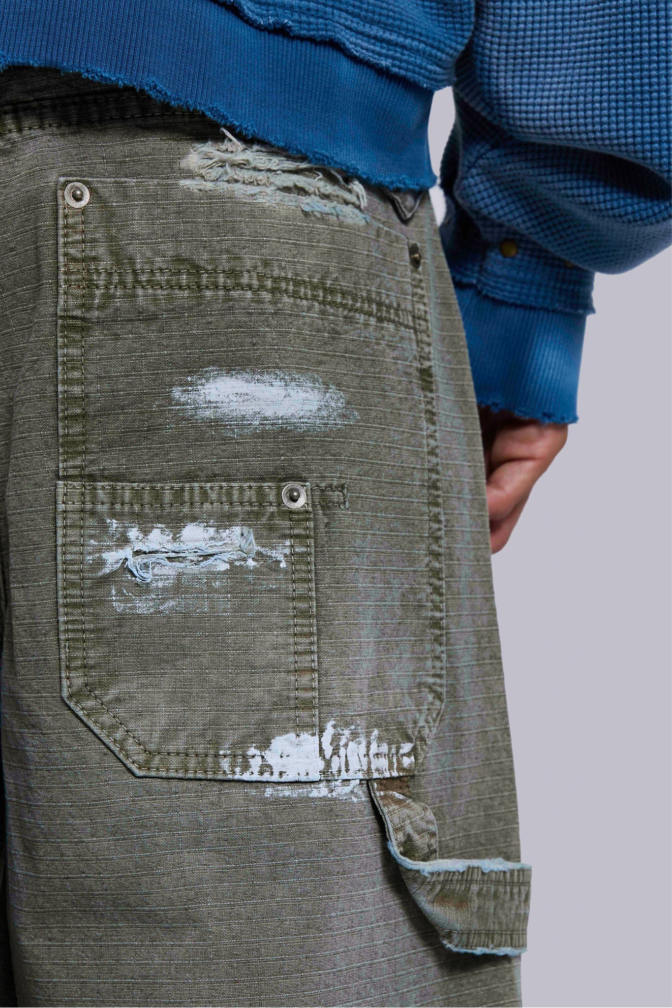 Painted Khaki Ripstop Carpenter Jeans