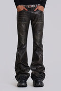 Washed Black PU Drift Bootcut Jeans