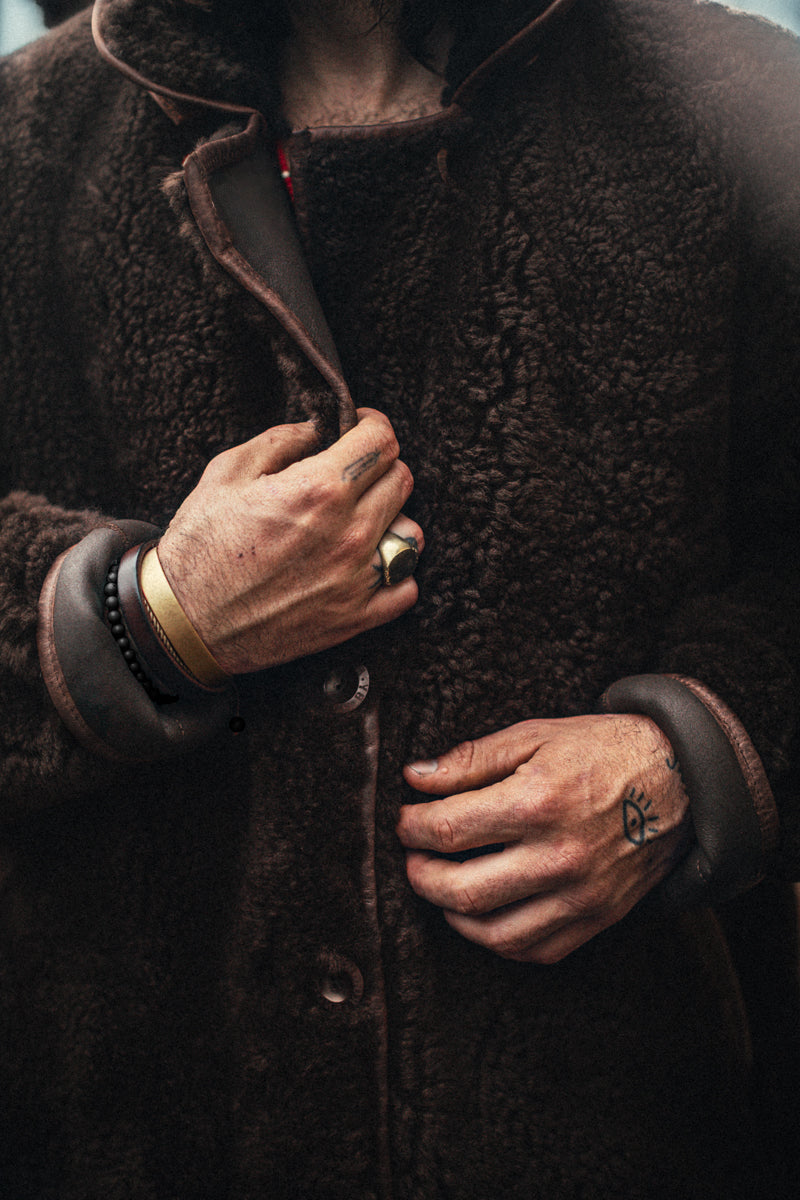 ROGUE by &SONS Jeremiah Reversible Shearling Coat Brown