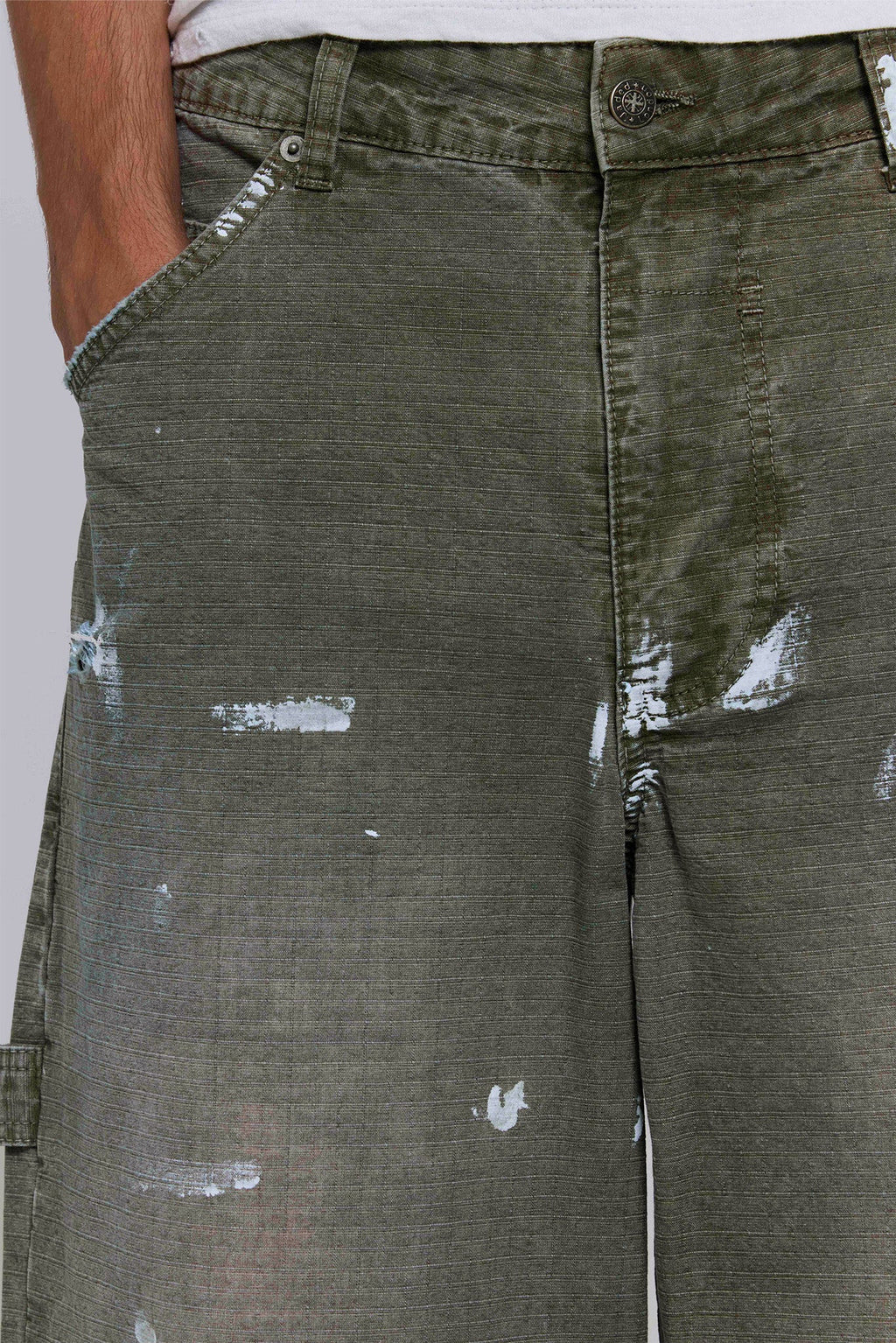 Painted Khaki Ripstop Carpenter Jeans