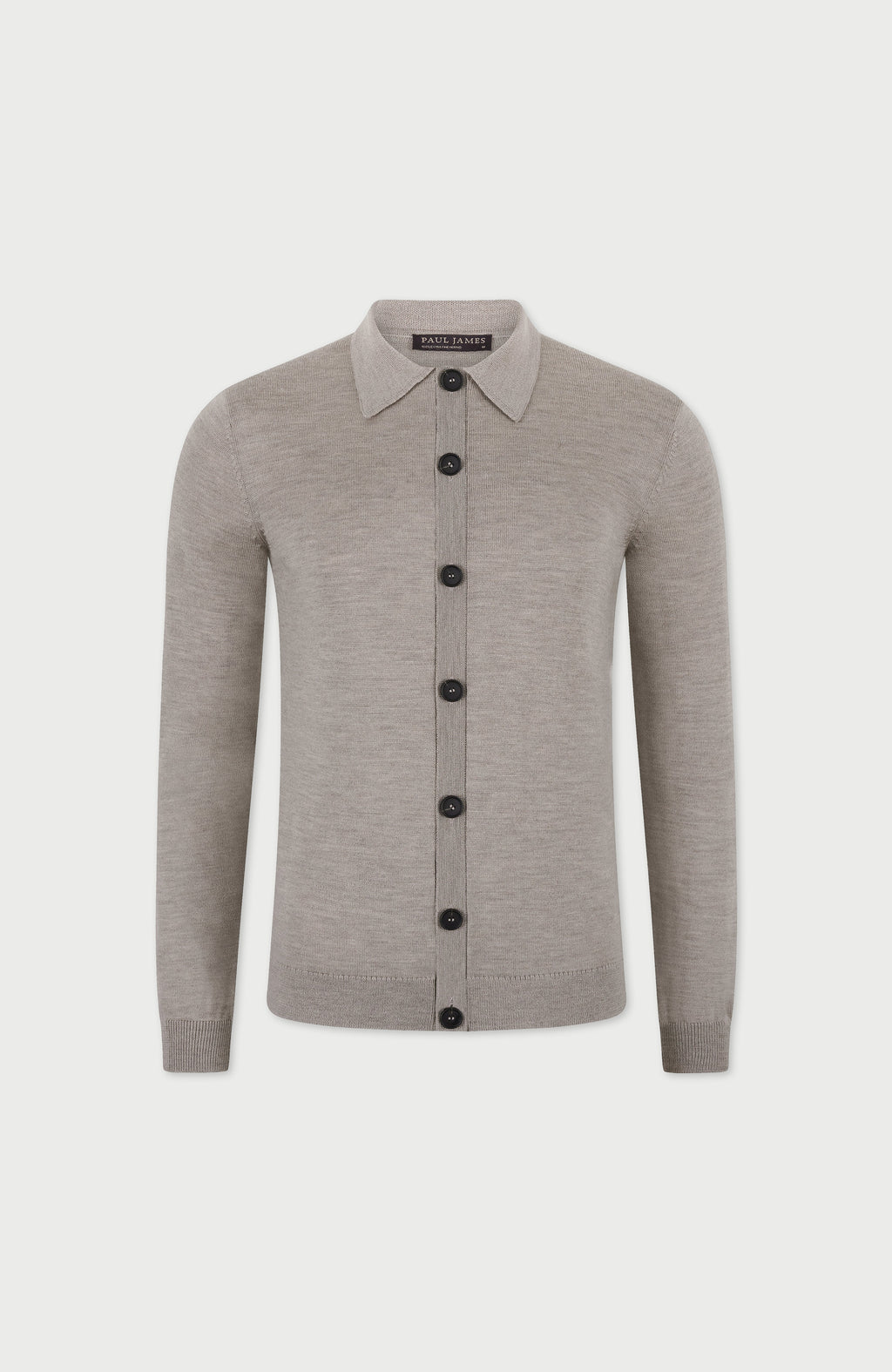 Mens Extra Fine Merino Wool Polo Cardigan
