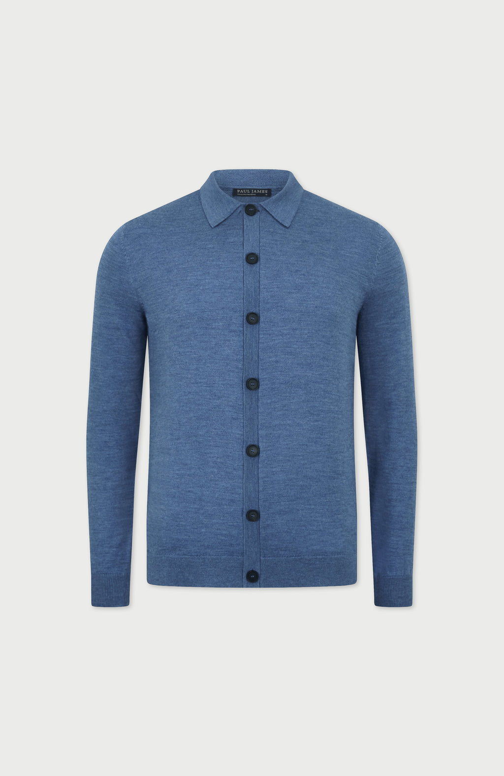 Mens Extra Fine Merino Wool Polo Cardigan