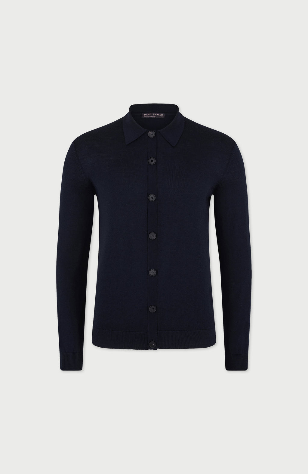 Mens Extra Fine Merino Wool Polo Cardigan