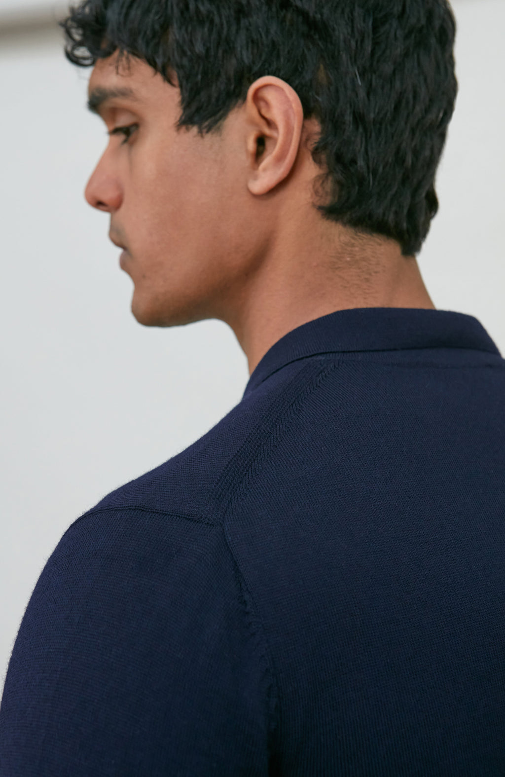 Mens Extra Fine Merino Wool Polo Cardigan
