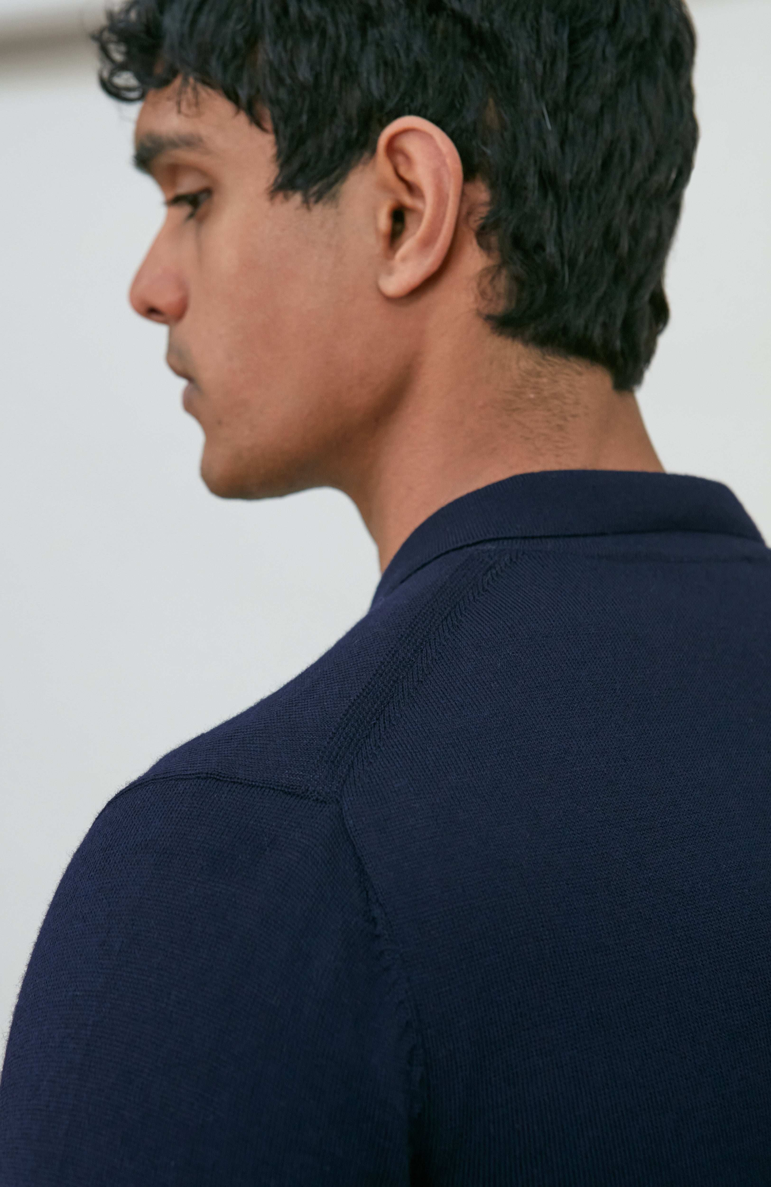 Mens Extra Fine Merino Wool Polo Cardigan