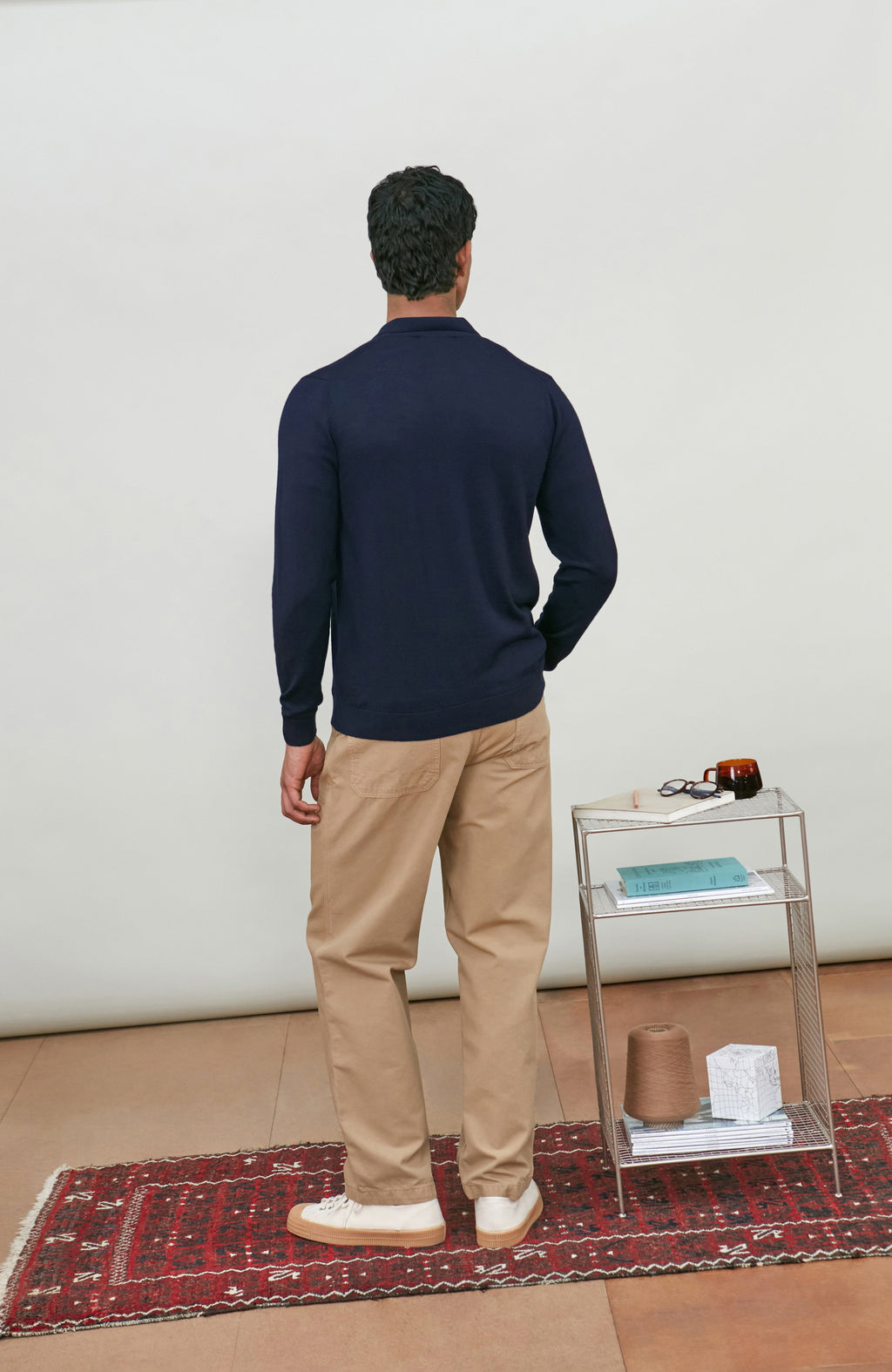 Mens Extra Fine Merino Wool Polo Cardigan
