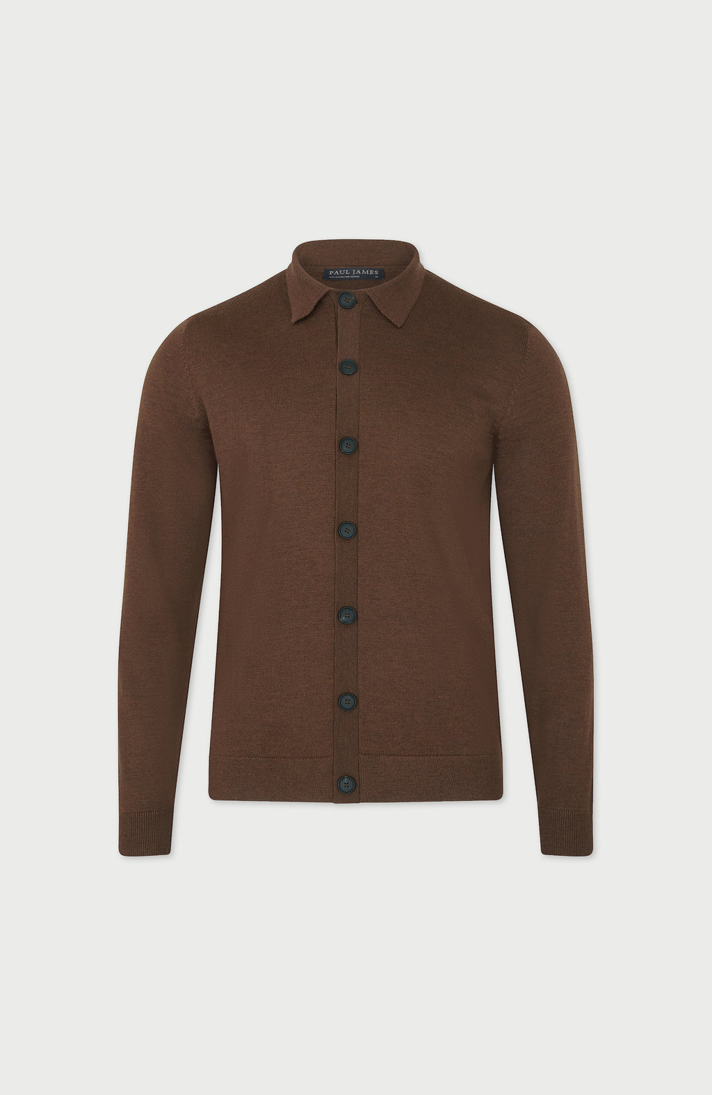 Mens Extra Fine Merino Wool Polo Cardigan