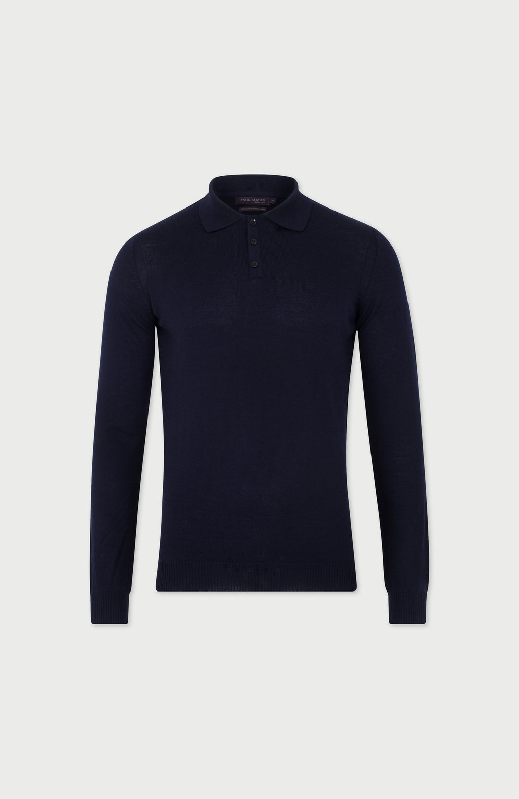 Mens Extra Fine Merino Wool Long Sleeve Polo Shirt