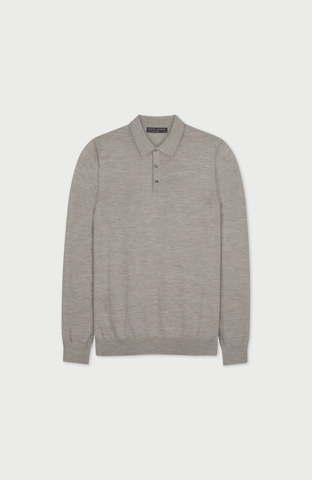 Mens Extra Fine Merino Wool Long Sleeve Polo Shirt