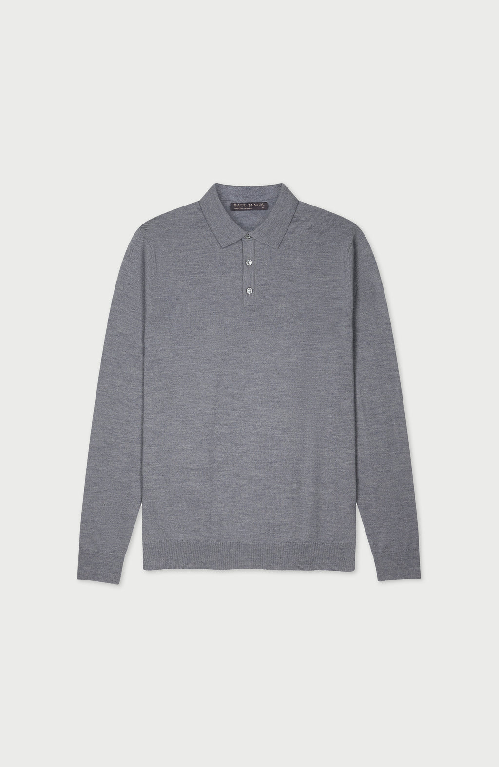 Mens Extra Fine Merino Wool Long Sleeve Polo Shirt