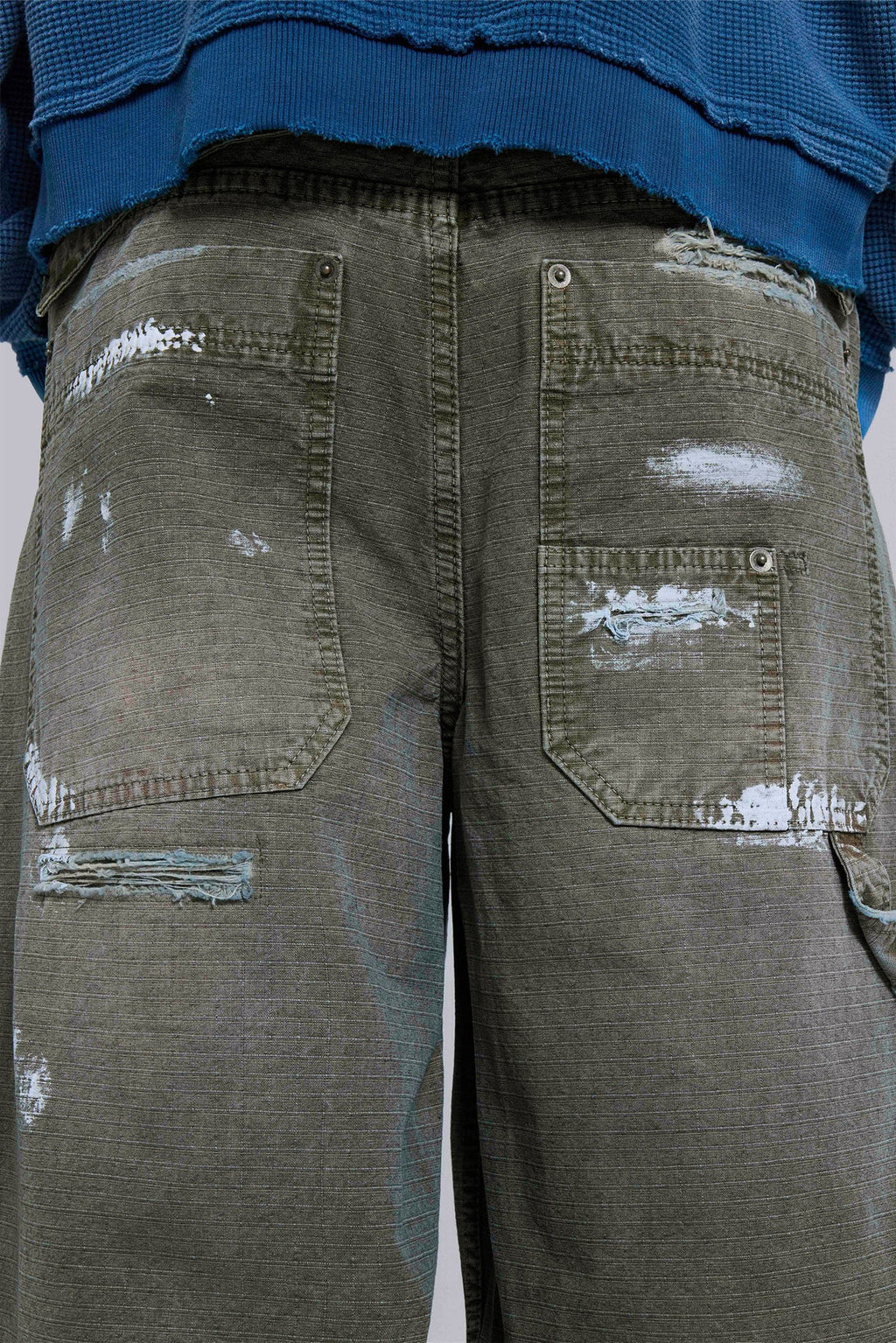 Painted Khaki Ripstop Carpenter Jeans