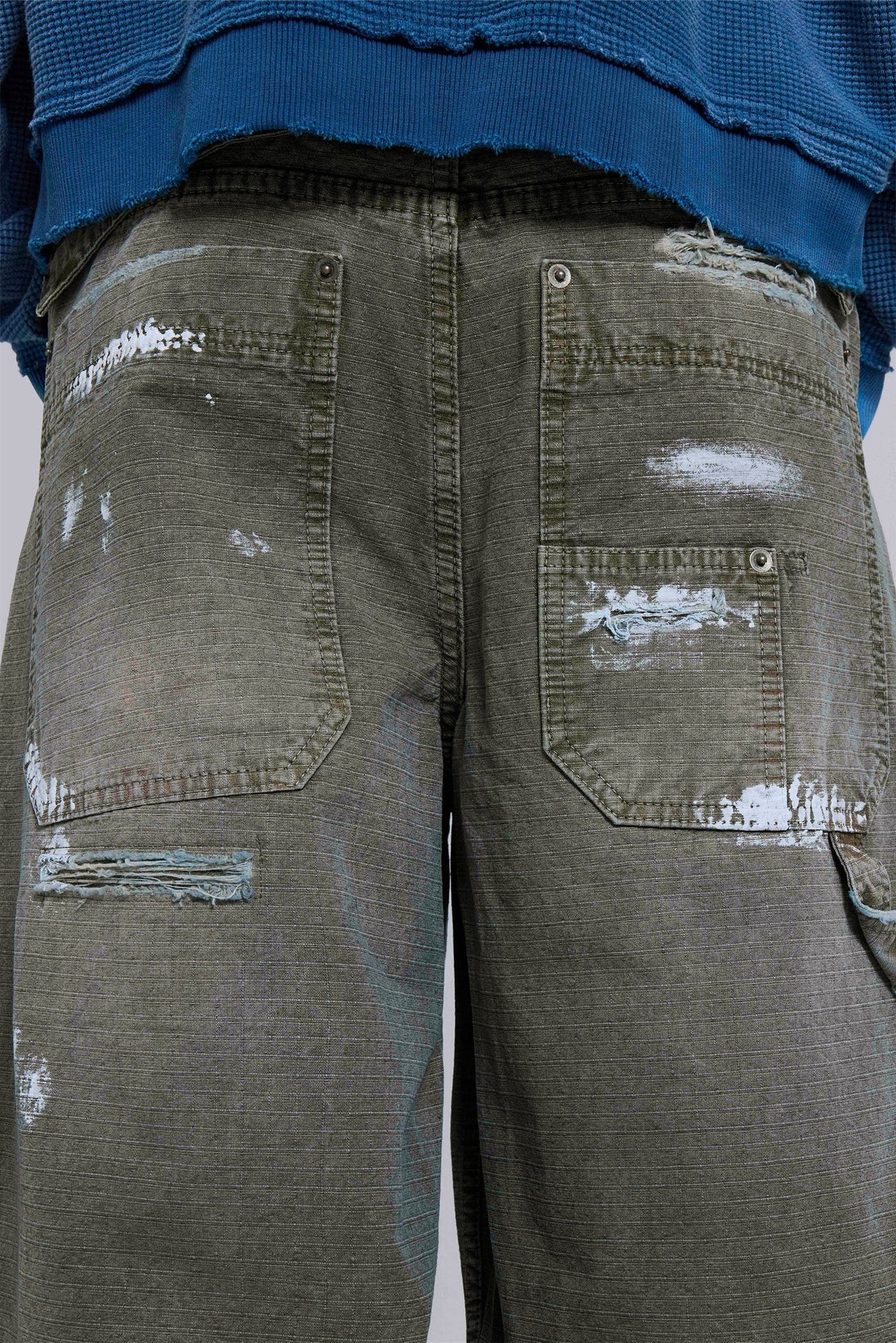 Painted Khaki Ripstop Carpenter Jeans