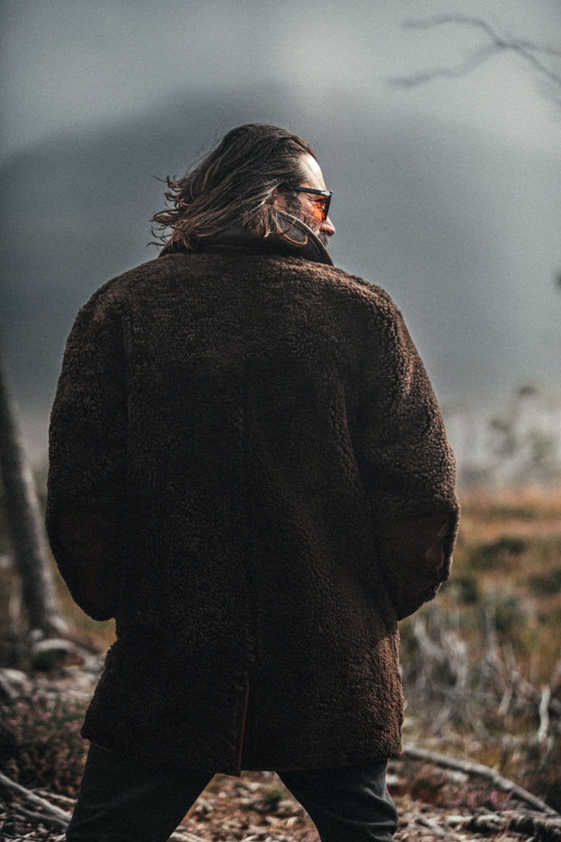 ROGUE by &SONS Jeremiah Reversible Shearling Coat Brown