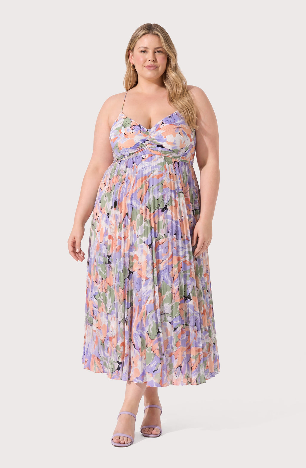 Blythe Floral Plisse Midi Dress