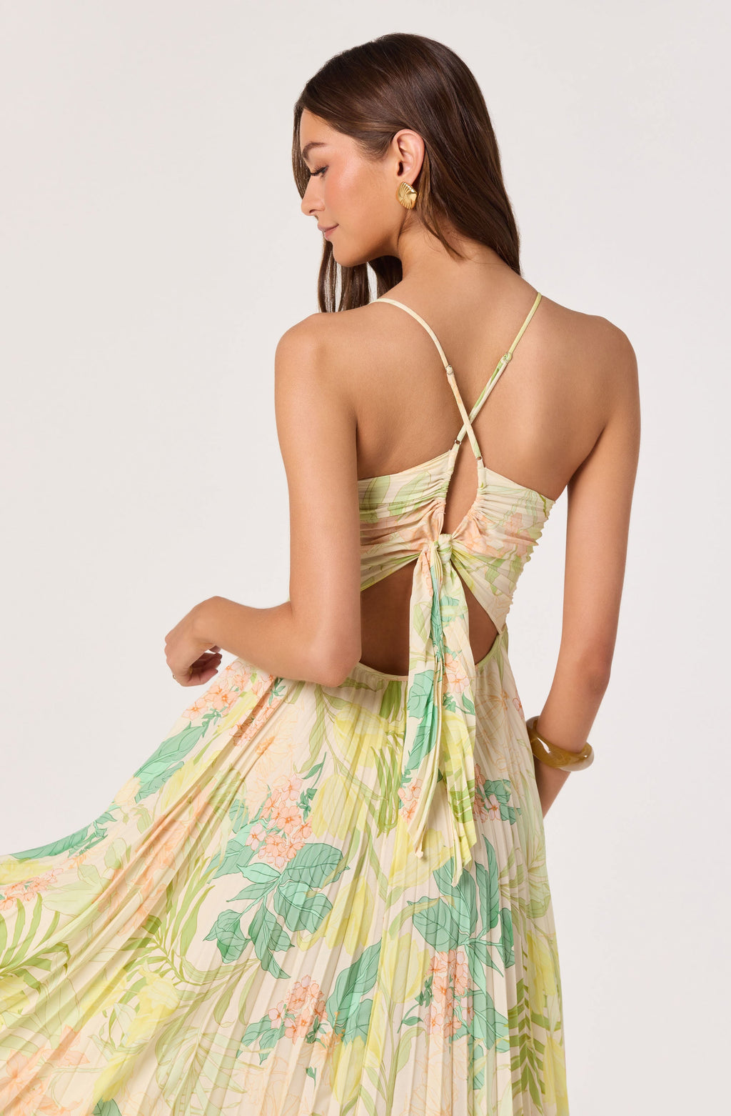 Blythe Floral Plisse Midi Dress