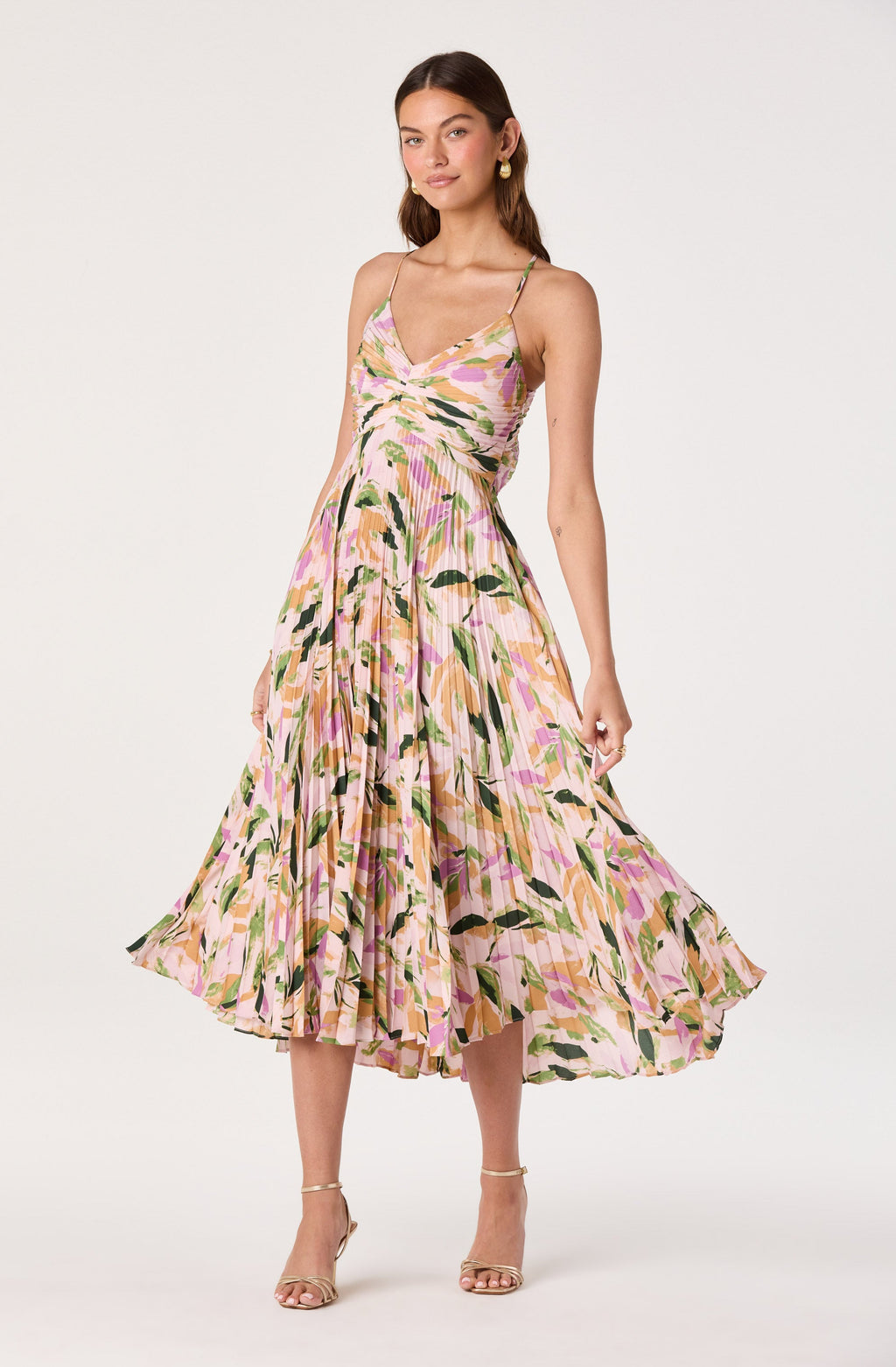 Blythe Floral Plisse Midi Dress